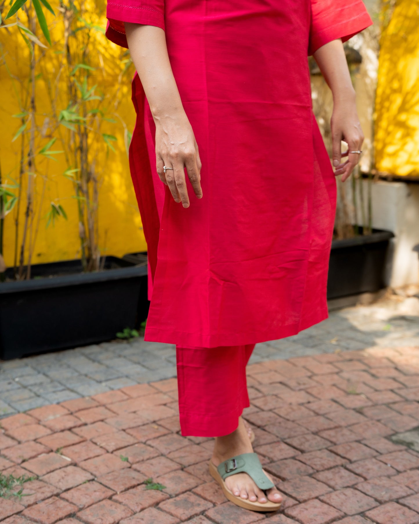 Abilasha - Silk Cotton Kurta Set - Pink