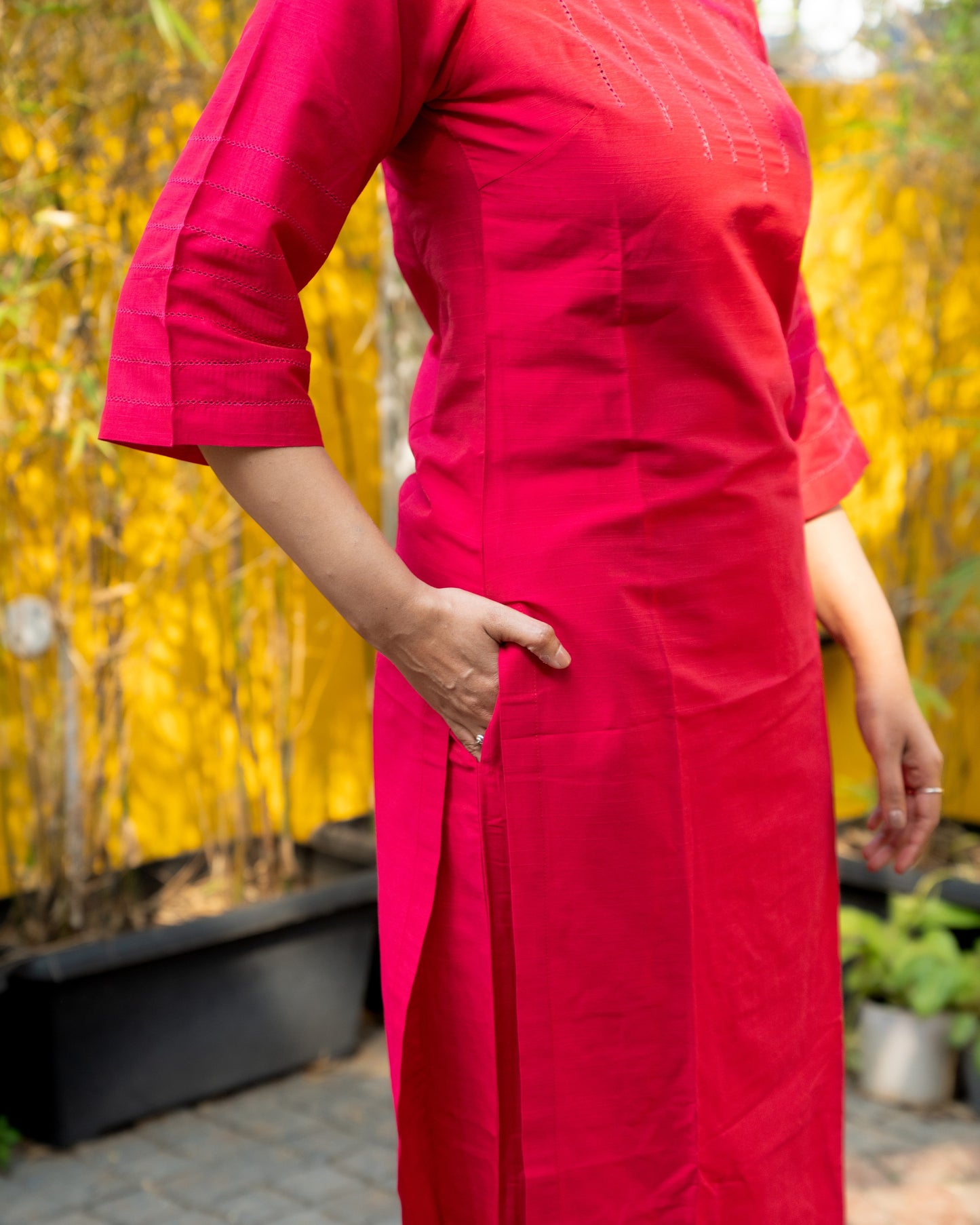 Abilasha - Silk Cotton Kurta Set - Pink