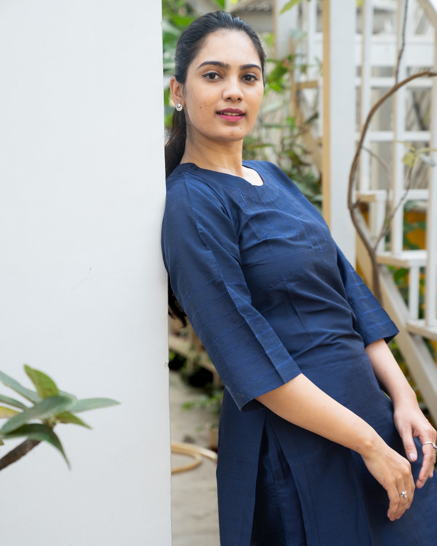 Abilasha - Silk Cotton Kurta Set - Blue