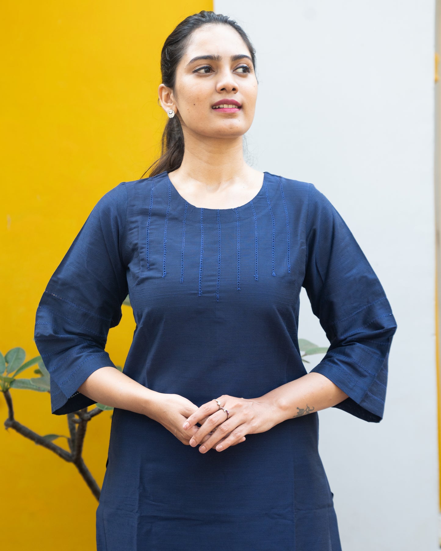Abilasha - Silk Cotton Kurta Set - Blue