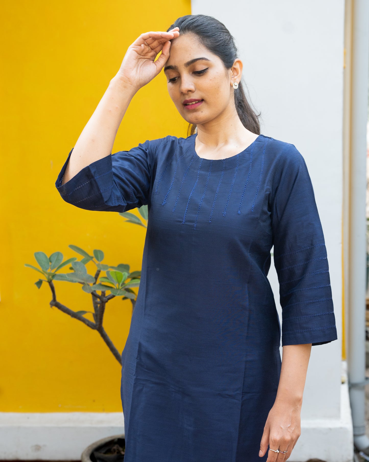 Abilasha - Silk Cotton Kurta Set - Blue