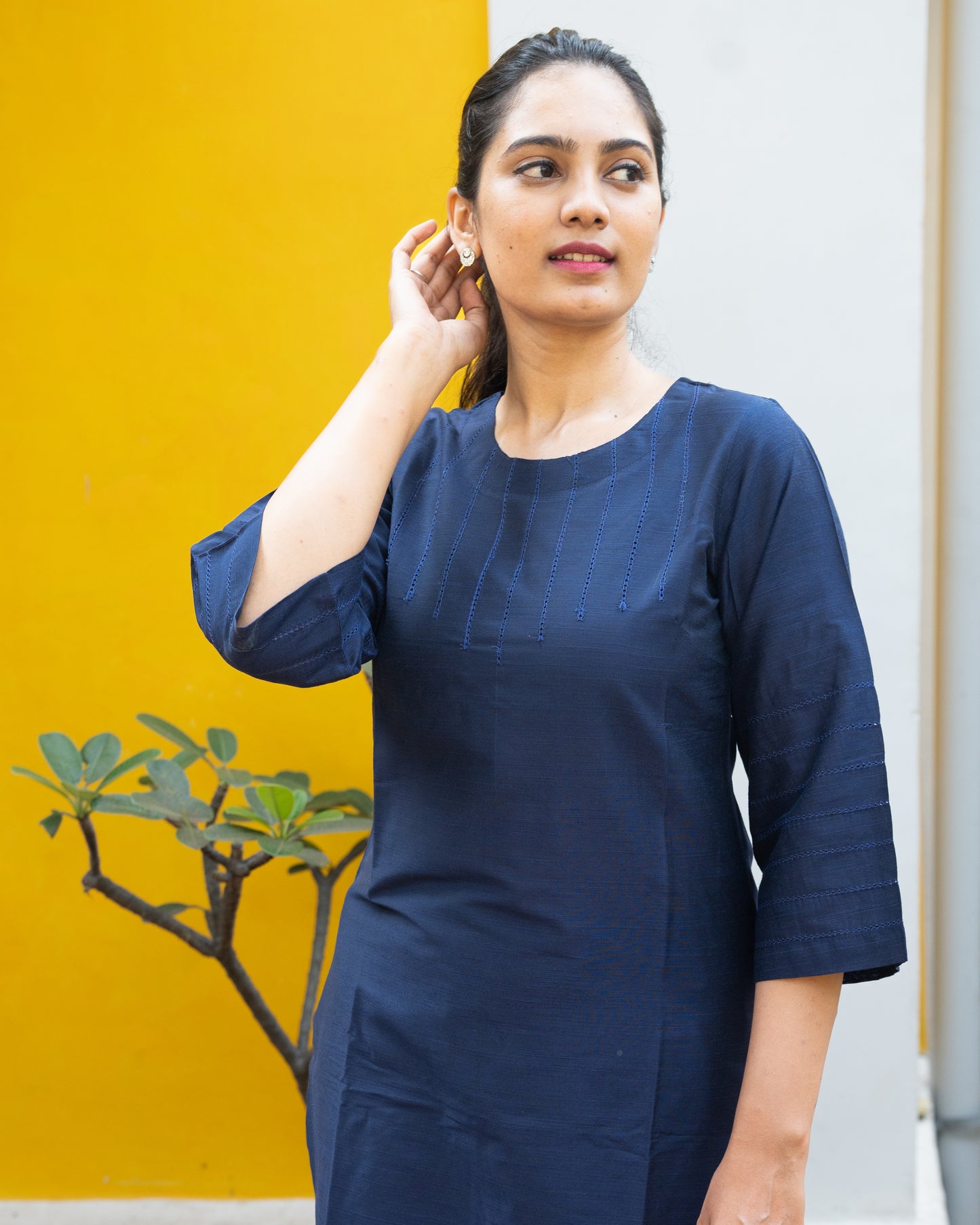 Abilasha - Silk Cotton Kurta Set - Blue