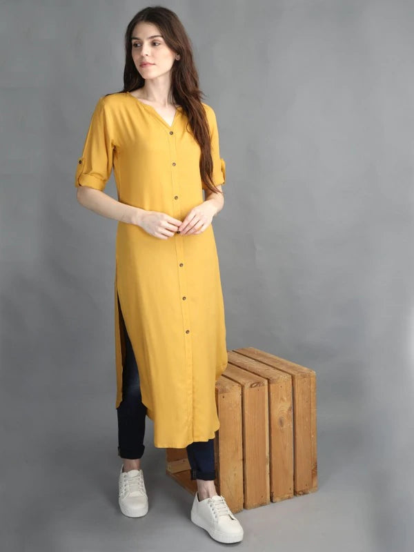 Rayon Solid Kurti - Sandal