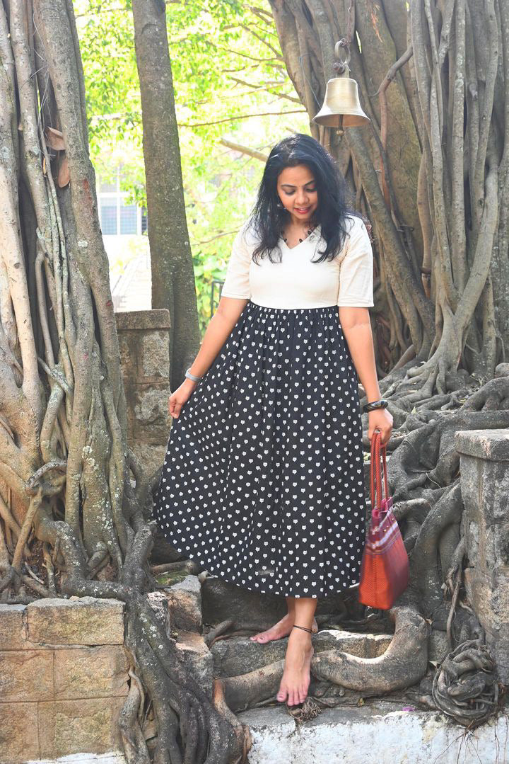 Triya - Kadhi and Block Printed Fusion Dress