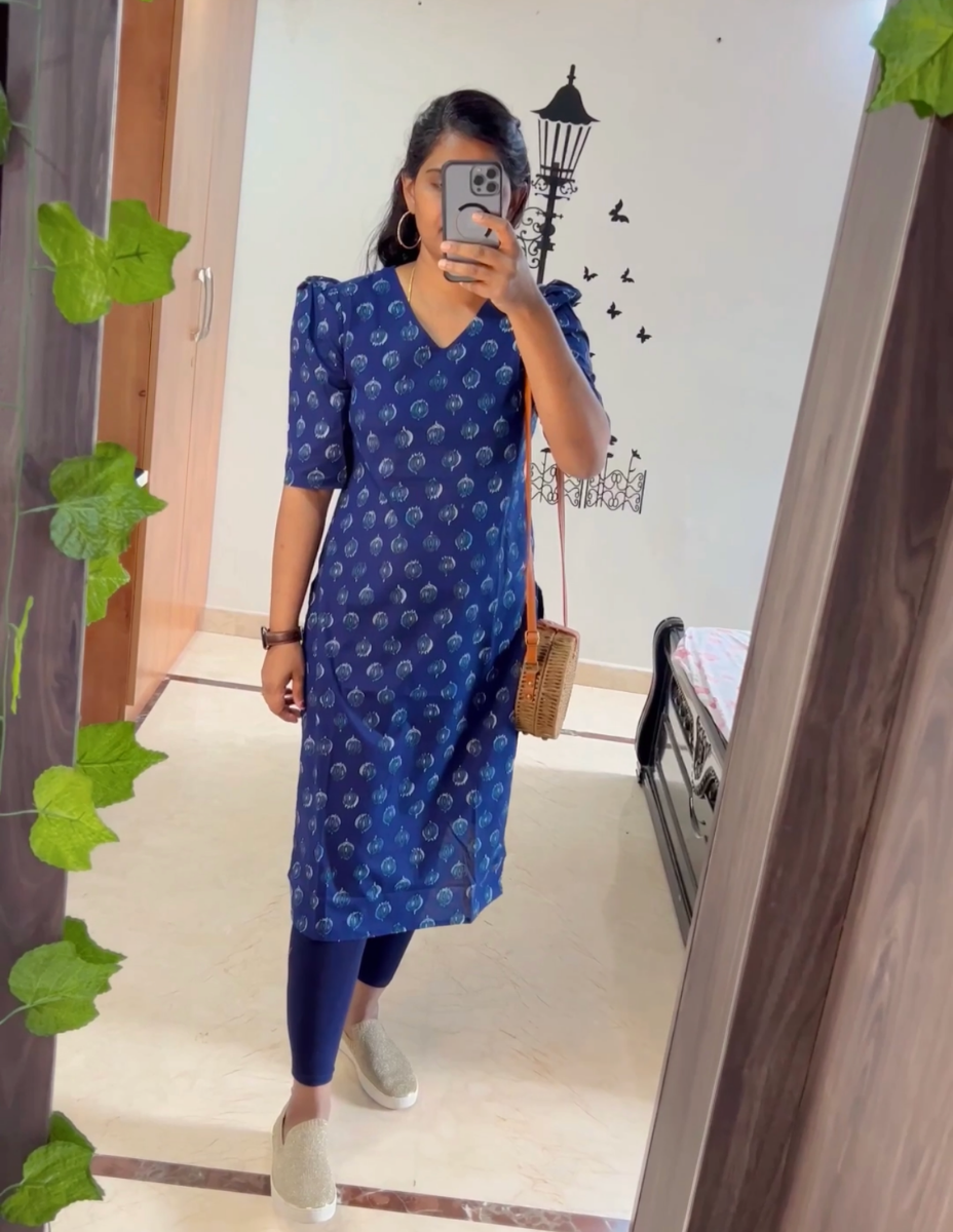Niharika -Navy Designer sleeves office wear kurti