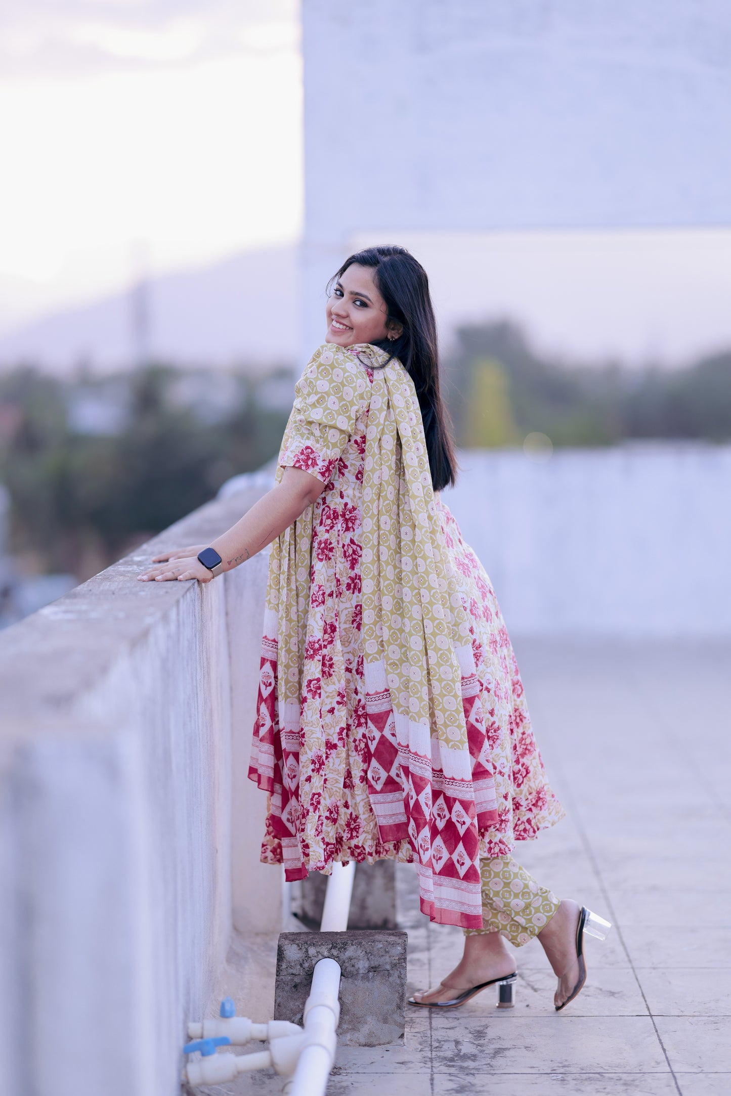 Mugdha - Beige Floral Full Suit