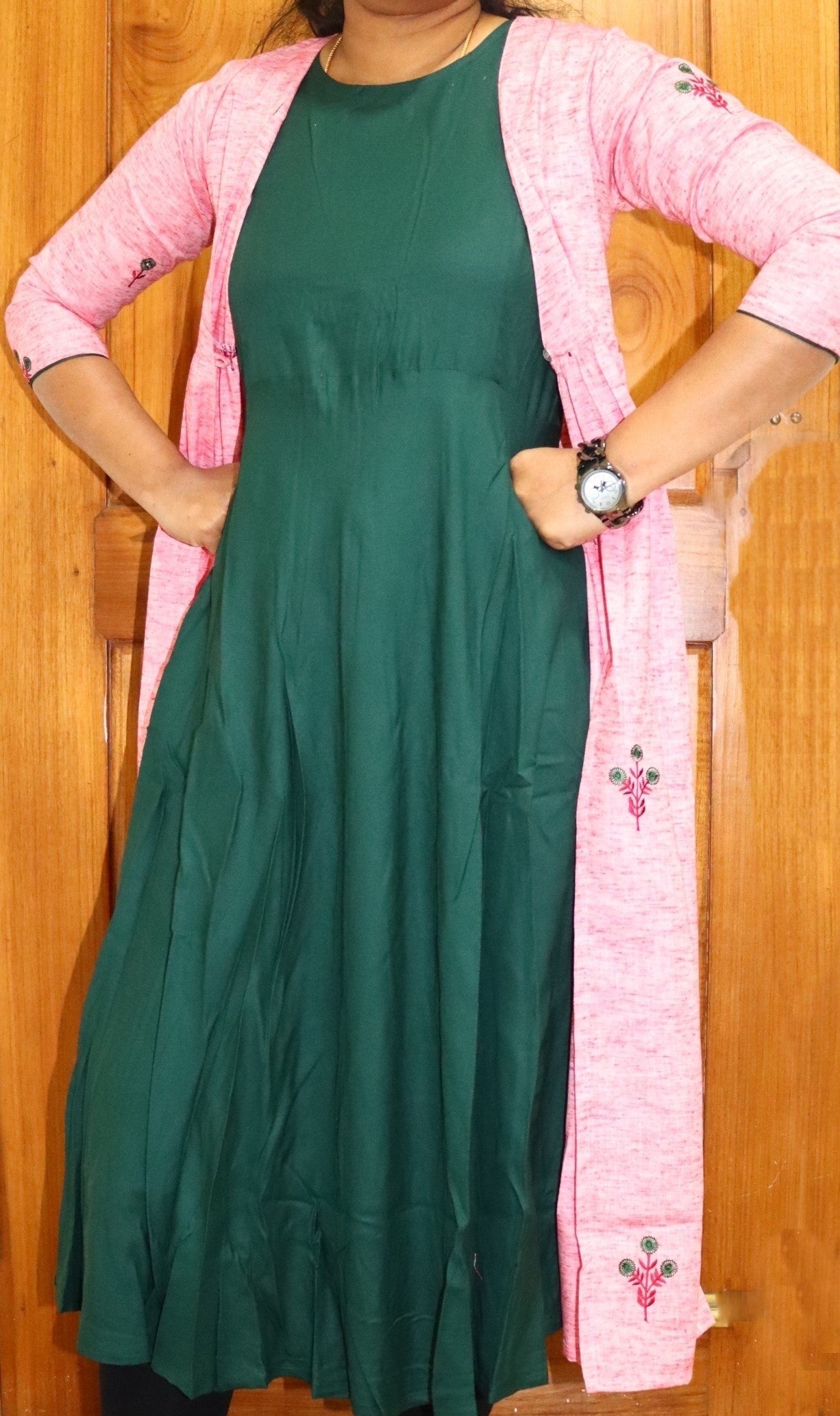 Pink Lurex jacket with embroidery - Two piece dress