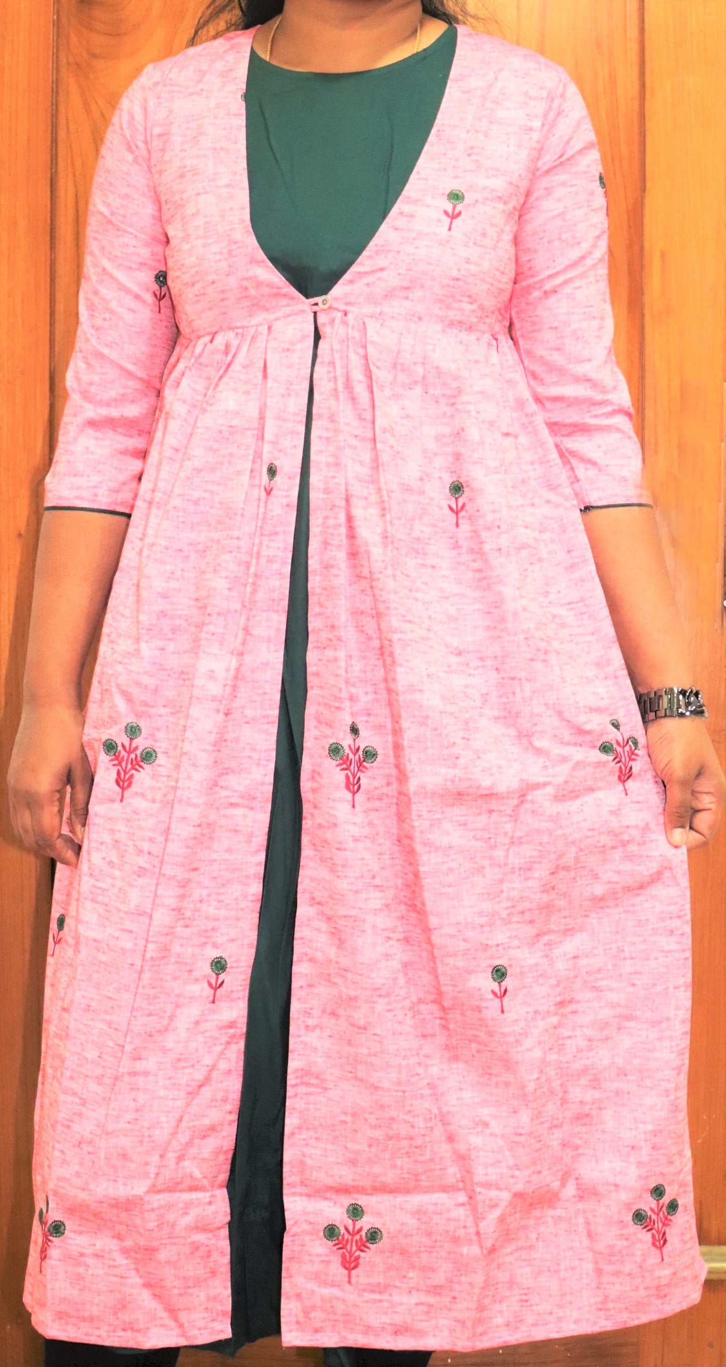 Pink Lurex jacket with embroidery - Two piece dress