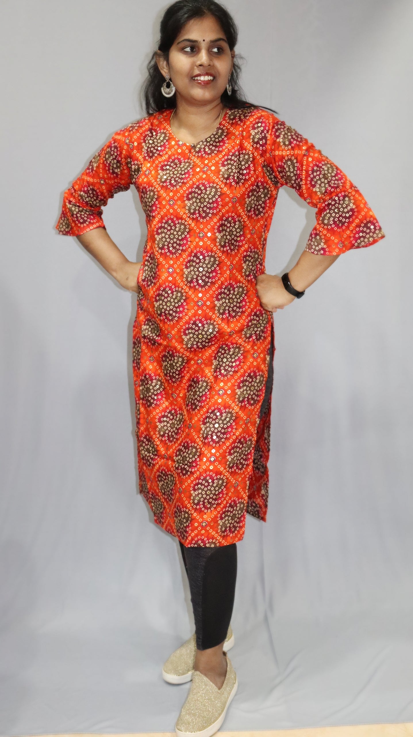 Nitika - Orange Rayon Kurti
