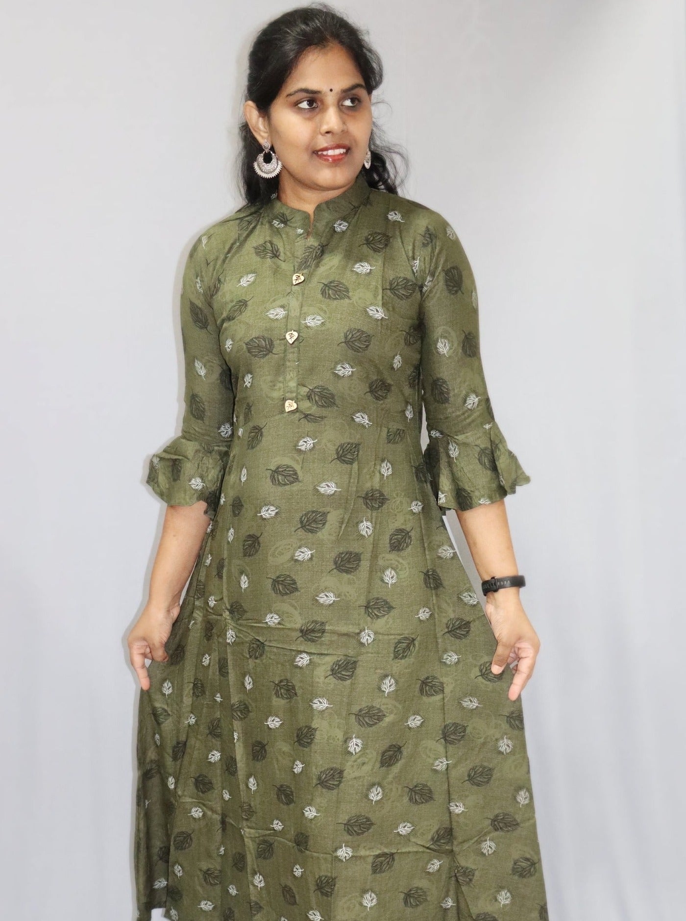 Lavanya - Aline Green Rayon Frock