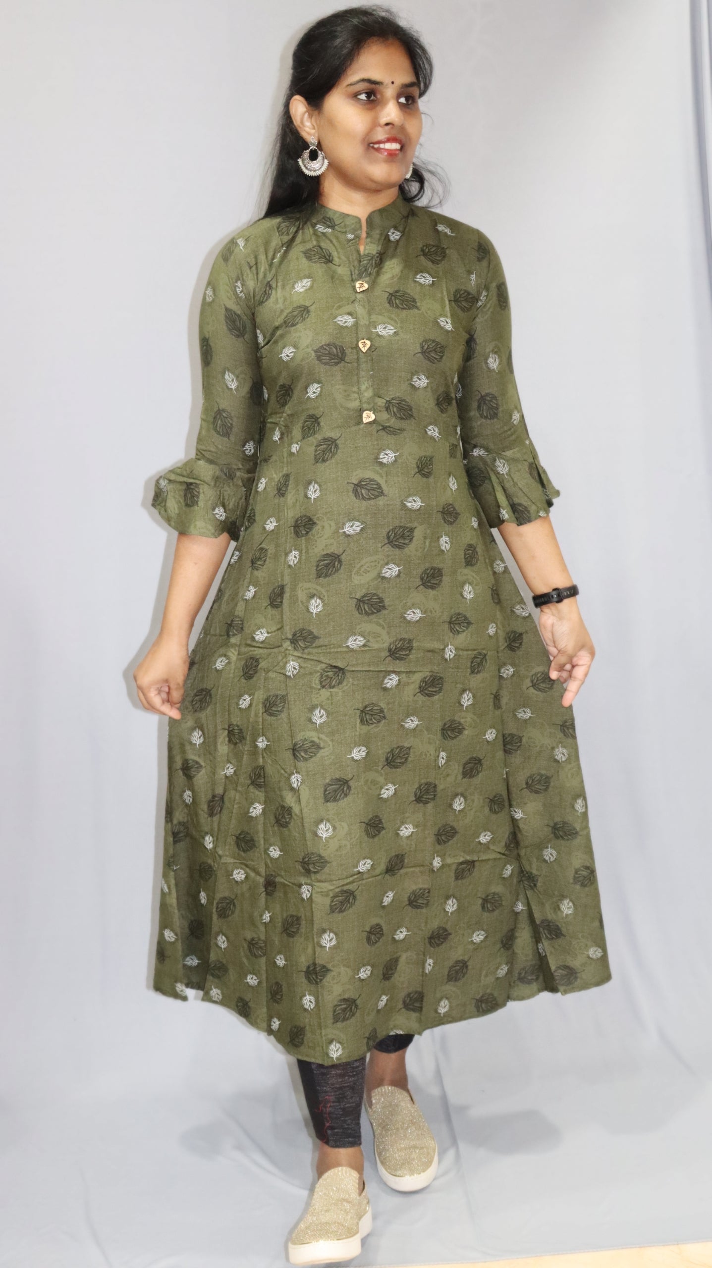 Lavanya - Aline Green Rayon Frock