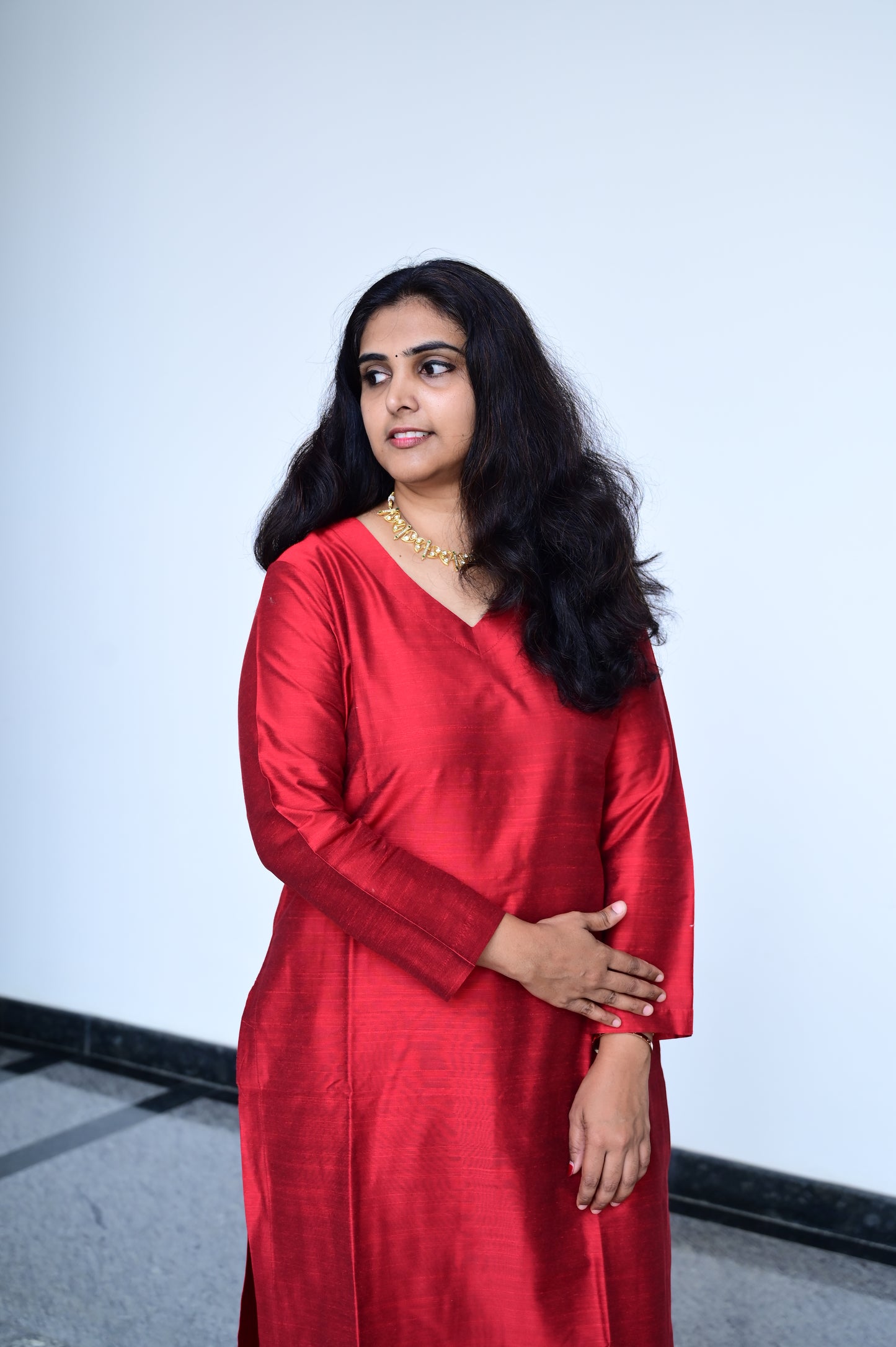 Namrata - Maroon Silk cotton set with Premium Tissue Dupatta