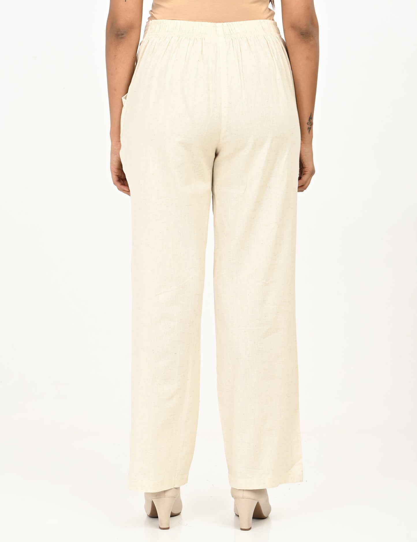 Classic Zip-Front Cotton Pants - Biege
