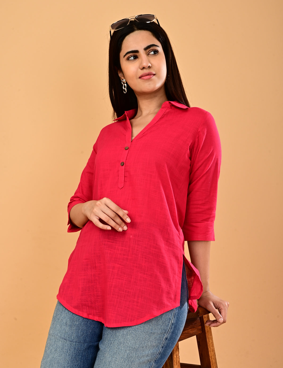 Cotton Solid Short top - Pink
