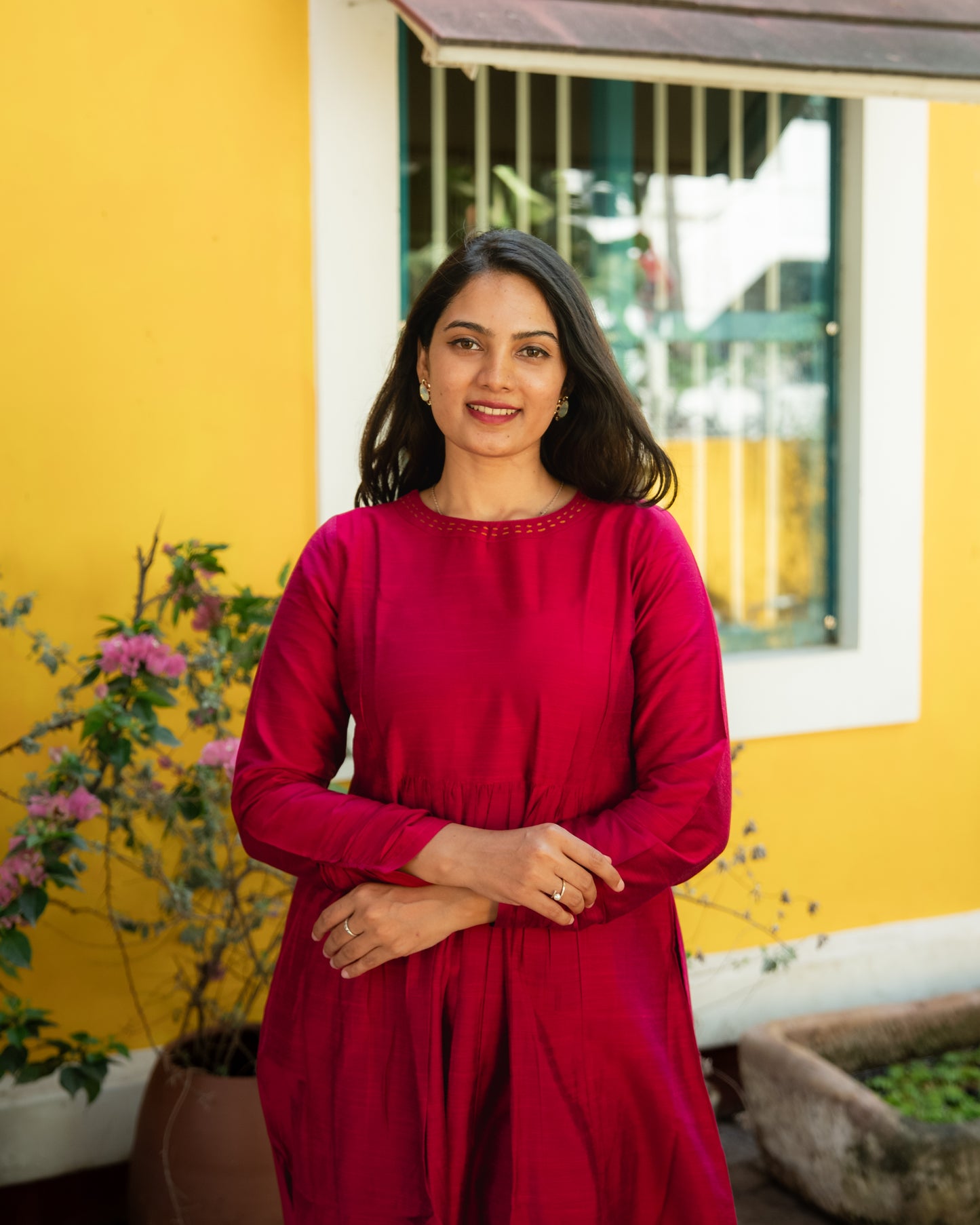 Madhurika - Classic Silk cotton Coord Set - Pink