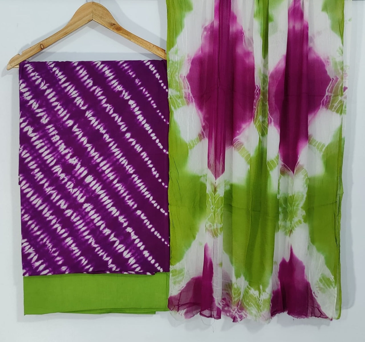Unstitched Cotton Block Printed suits - Purple