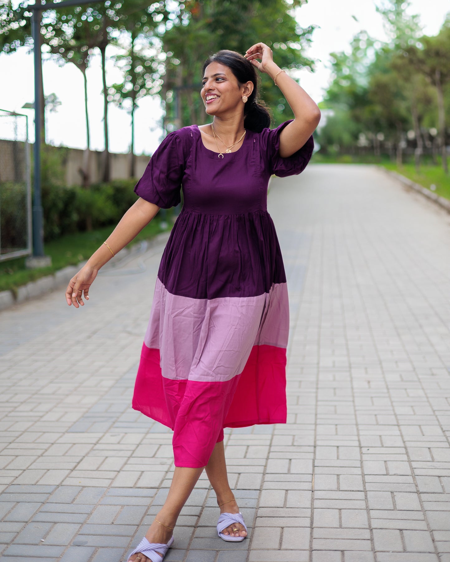 Aarushi - Purple Feeding and Maternity dress