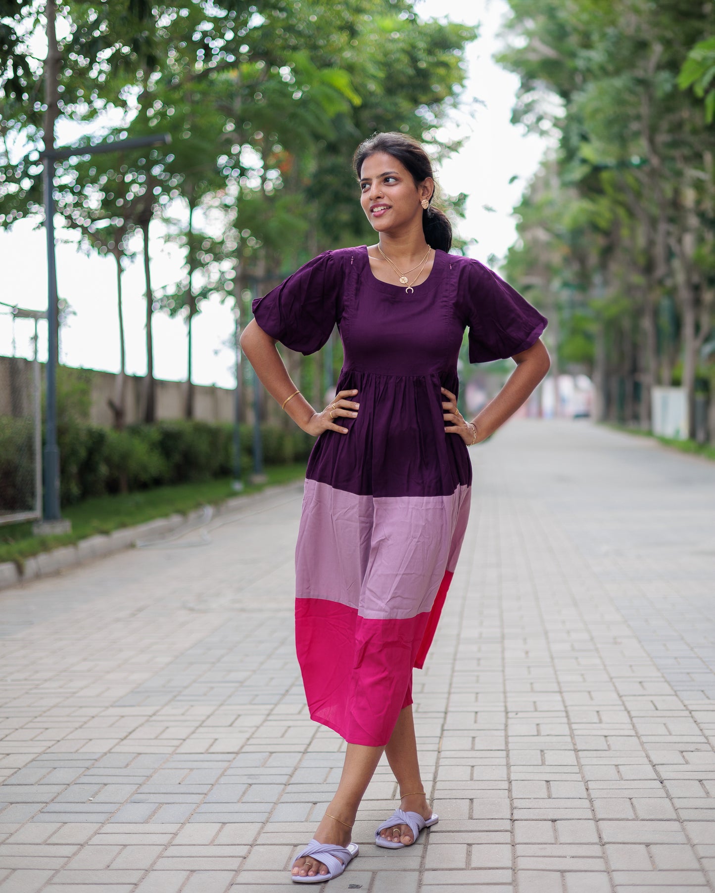 Aarushi - Purple Feeding and Maternity dress