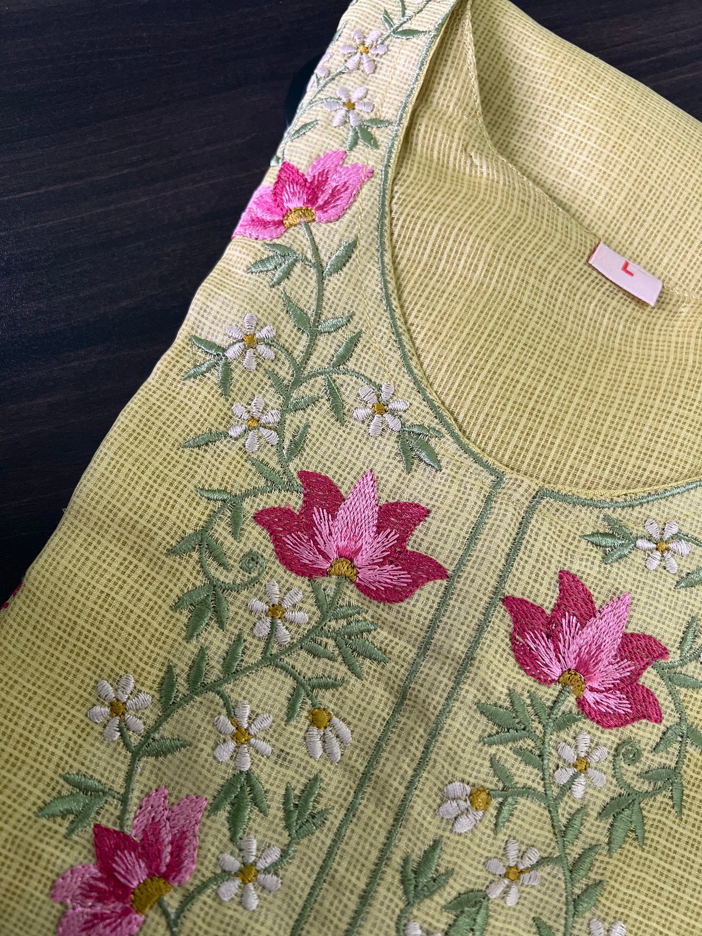 Soundarya - Kota Doria Embroidered Suit - Pastel Green