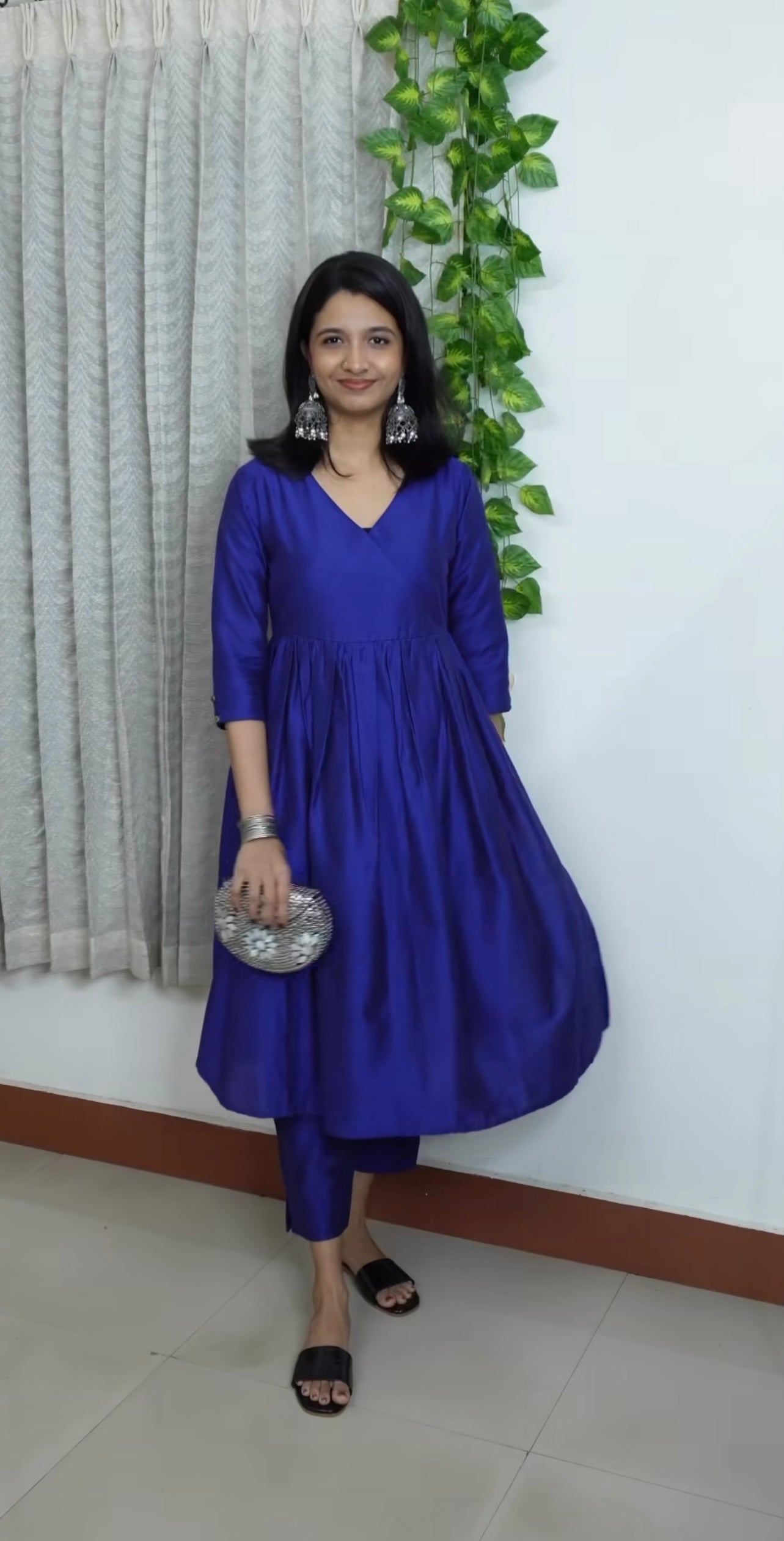 Ziya - Silk Cotton Kurta Set - In Nyra Cut - Royal Blue