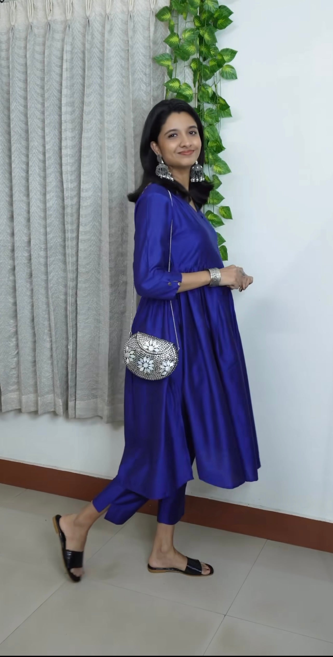 Ziya - Silk Cotton Kurta Set - In Nyra Cut - Royal Blue