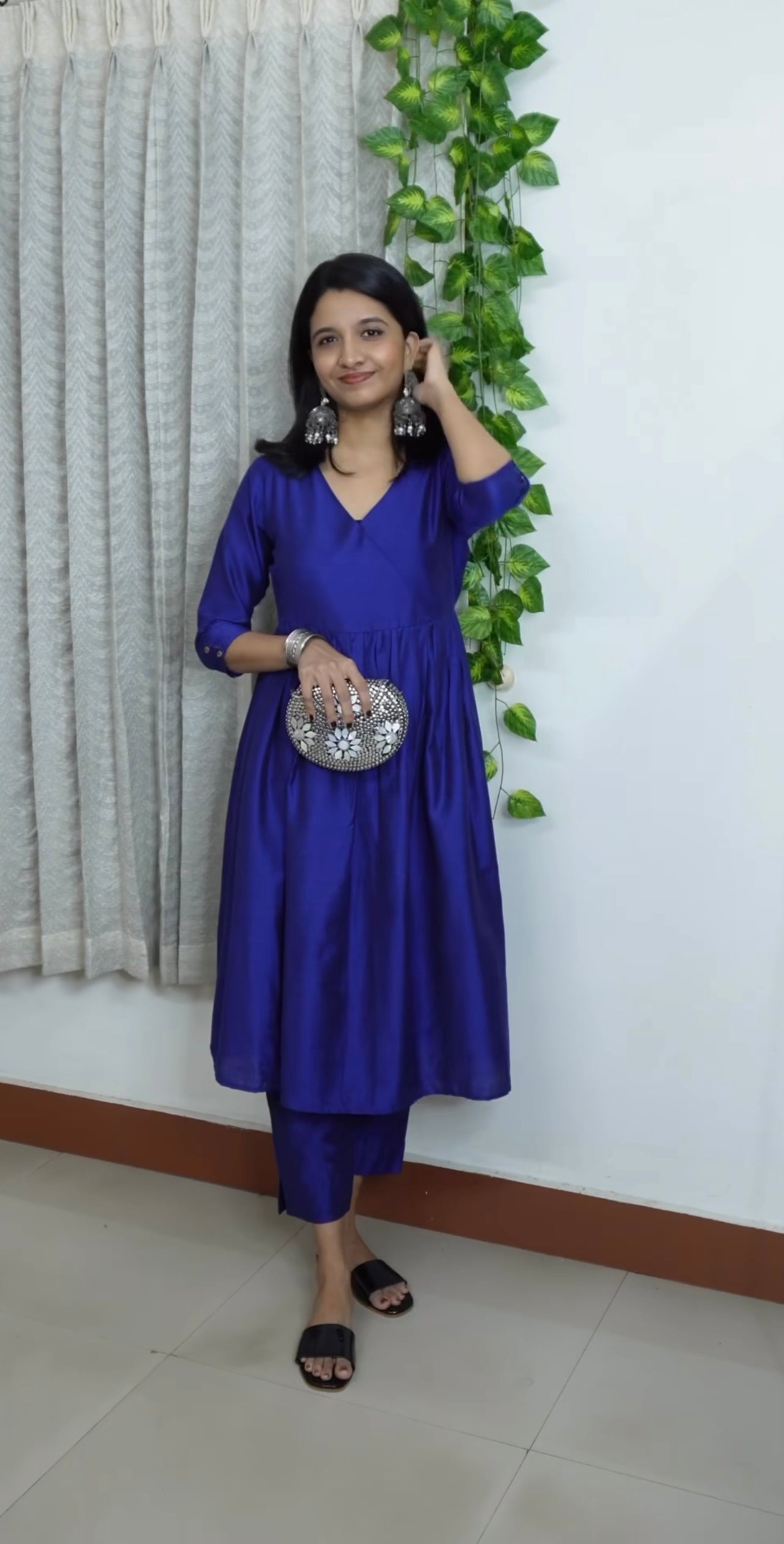 Ziya - Silk Cotton Kurta Set - In Nyra Cut - Royal Blue