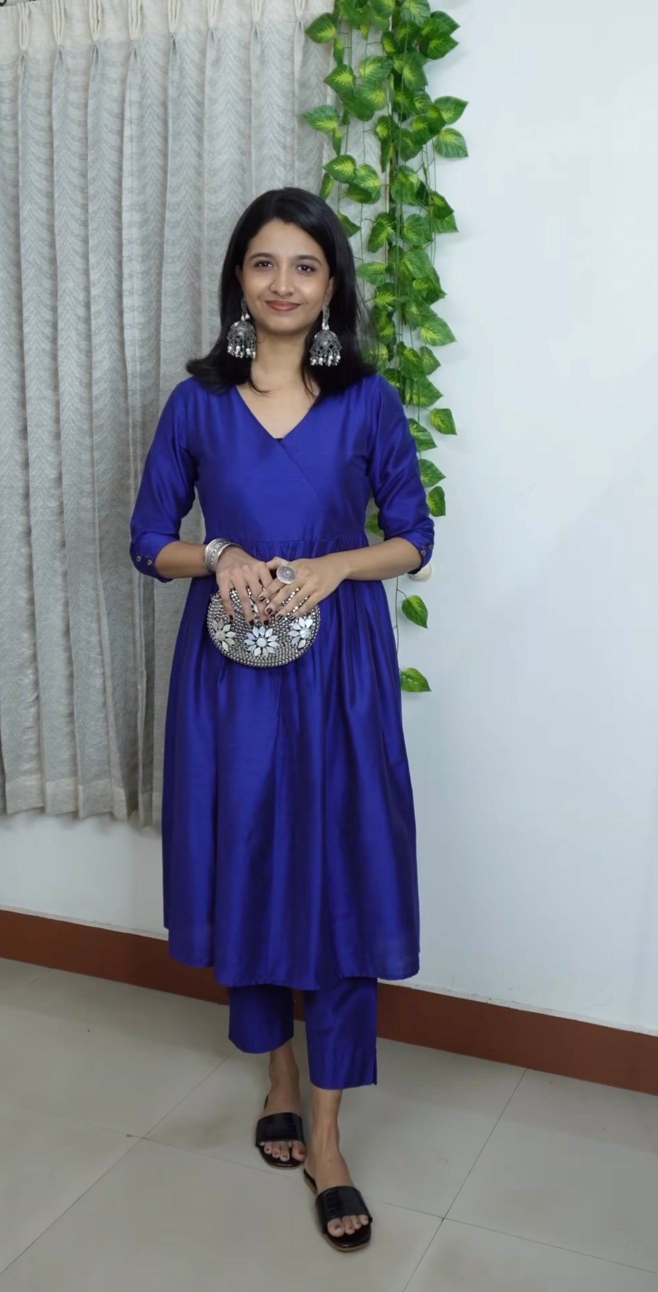 Ziya - Silk Cotton Kurta Set - In Nyra Cut - Royal Blue