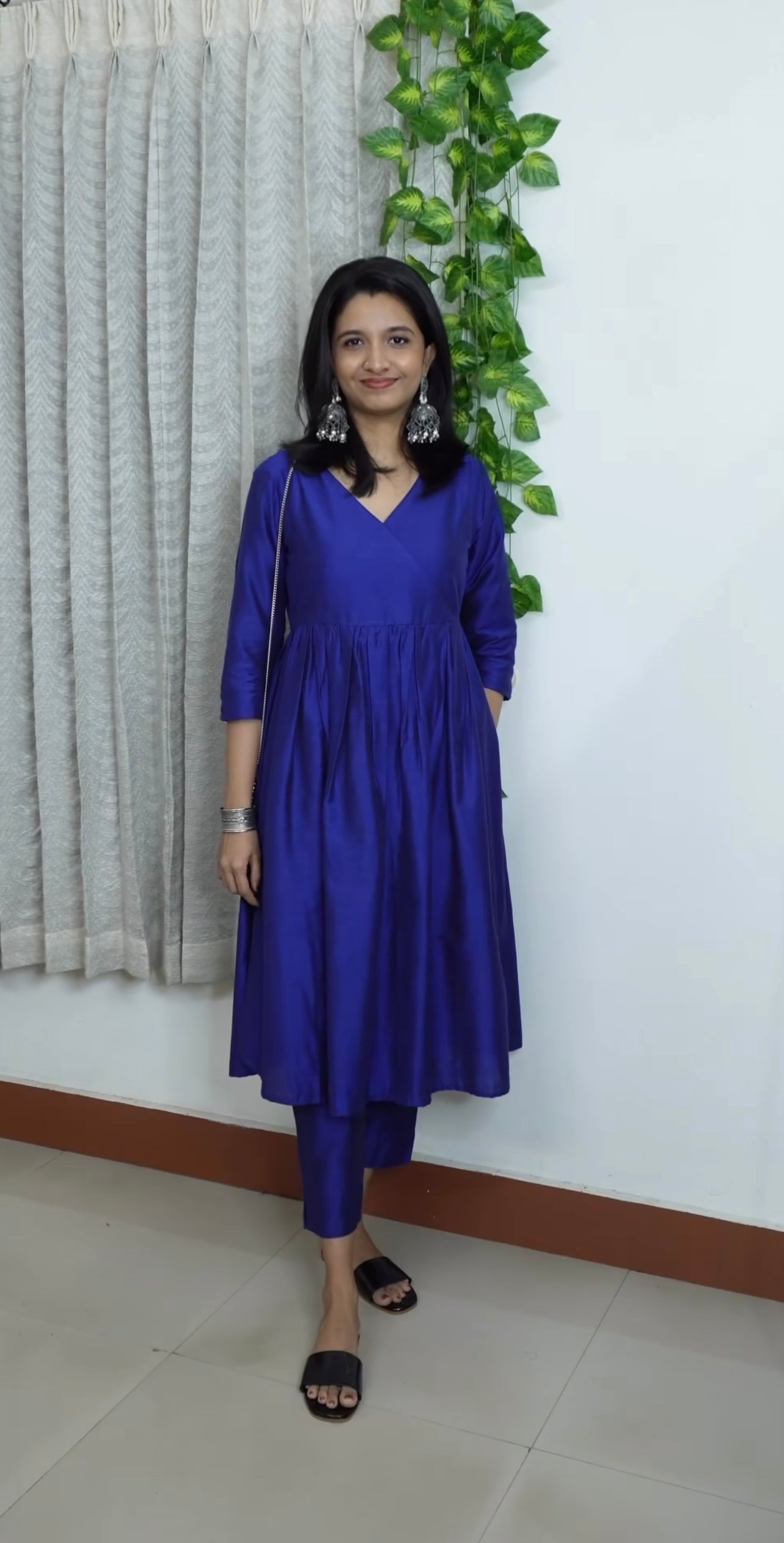 Ziya - Silk Cotton Kurta Set - In Nyra Cut - Royal Blue