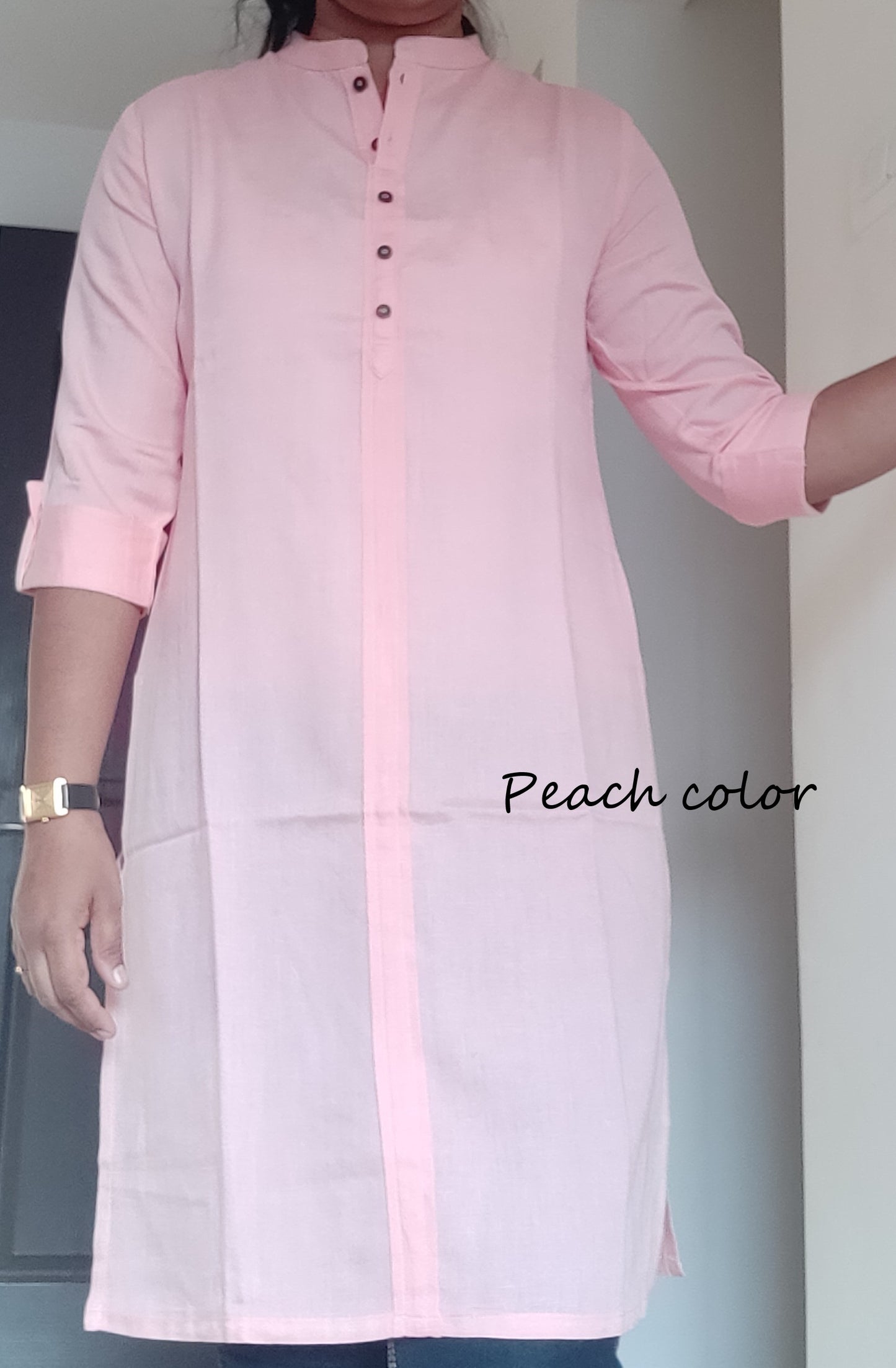 Pink solid kurti