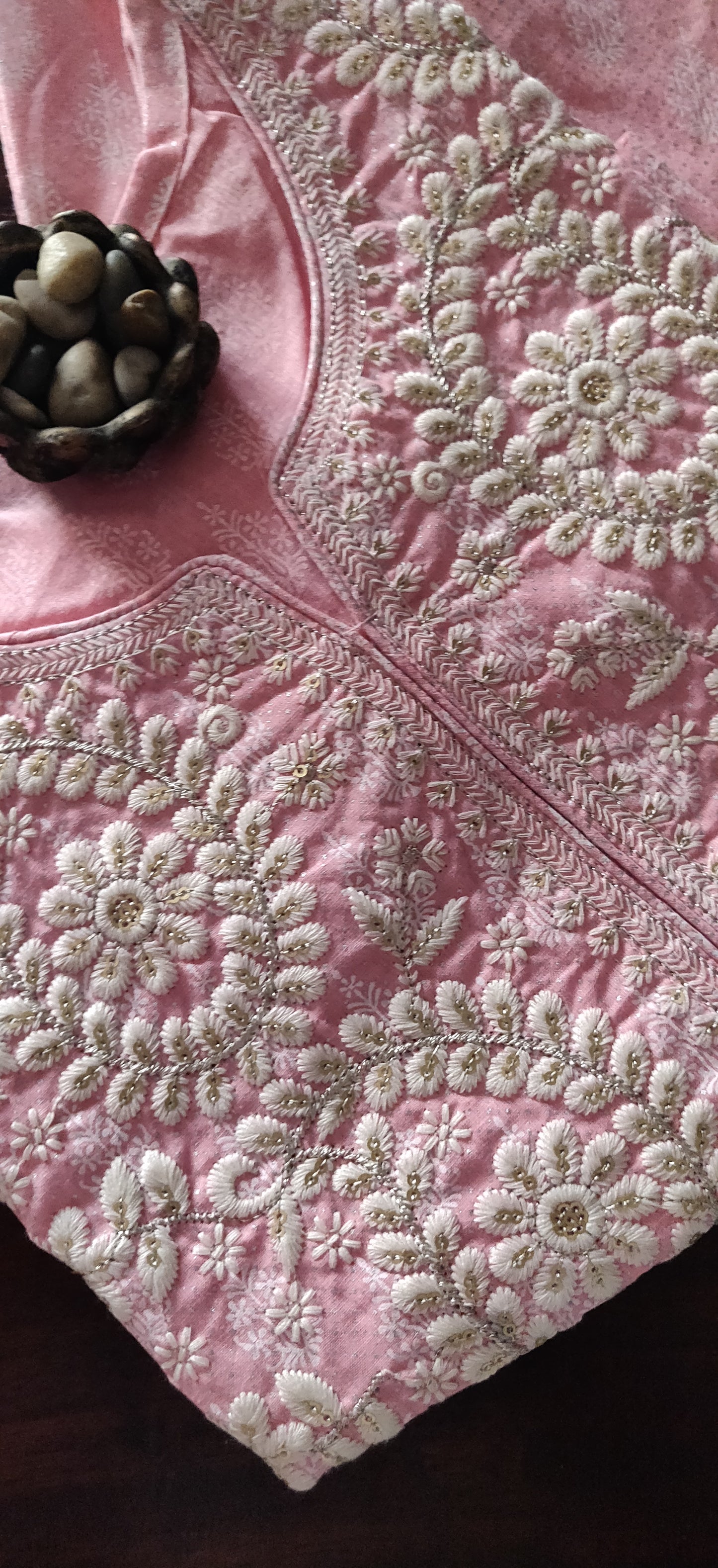 Darika - Premium cotton embriodered kurti - Baby Pink