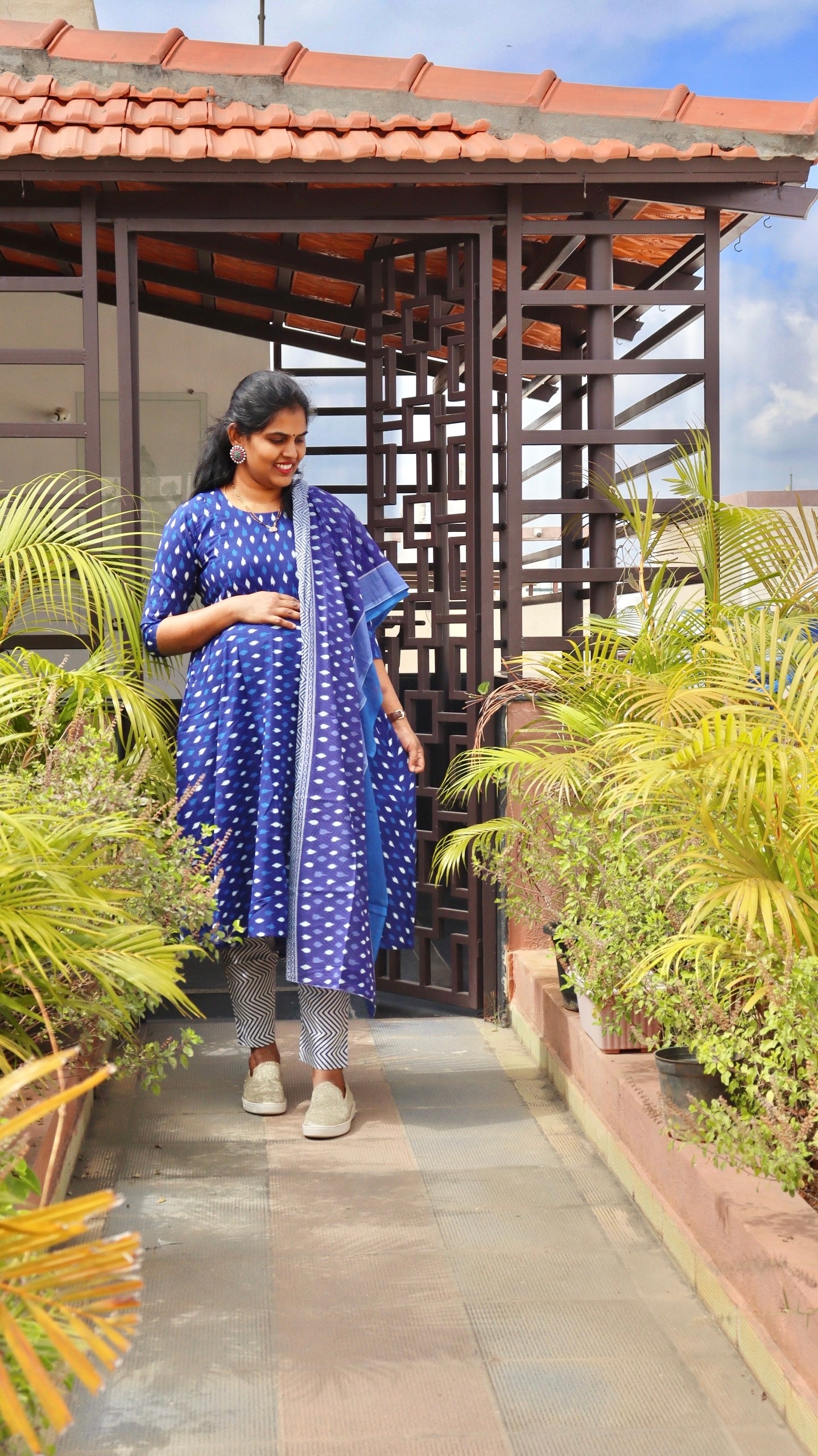 Bina - Ikkat print Cotton Maternity Set