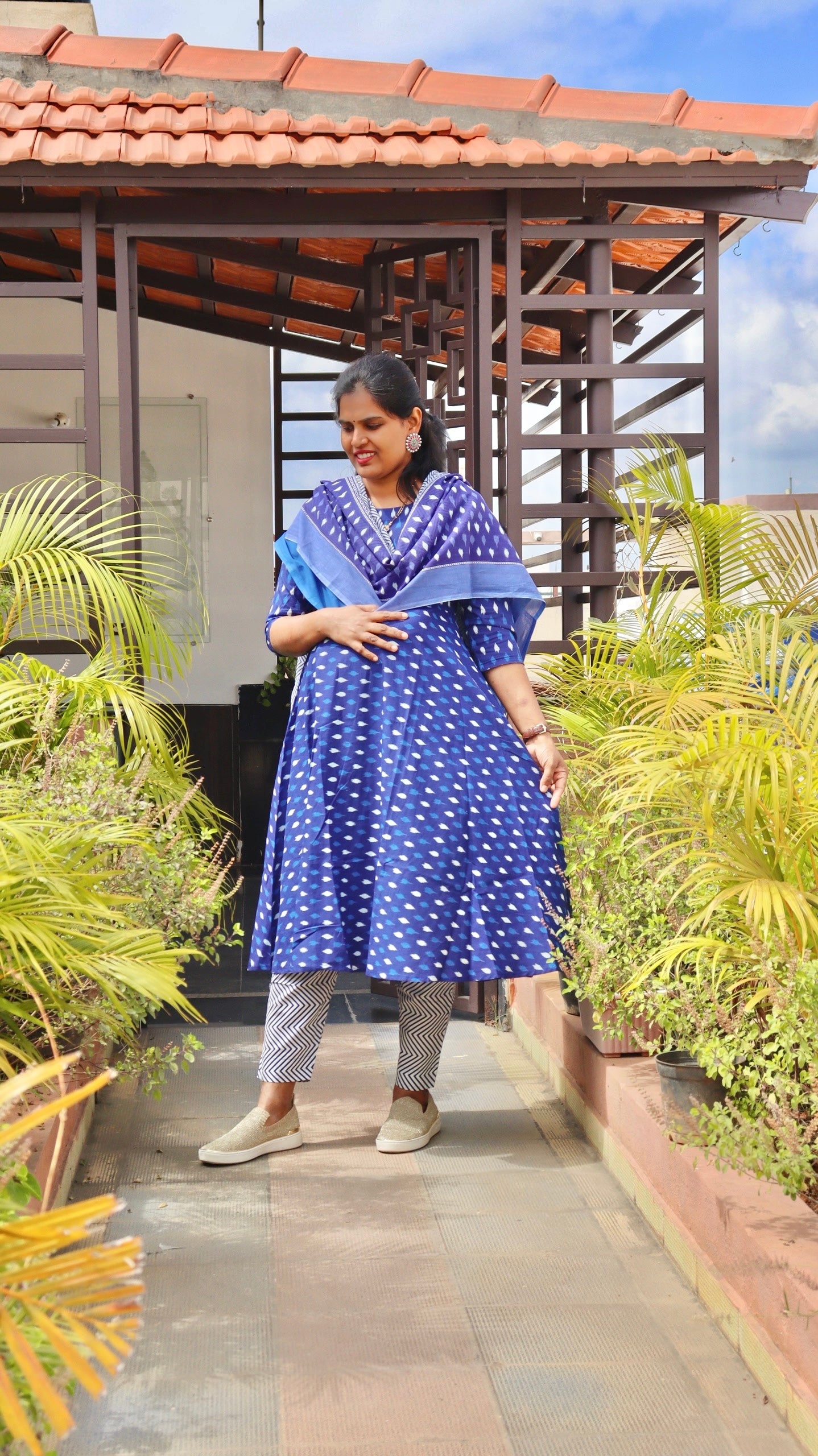 Bina - Ikkat print Cotton Maternity Set