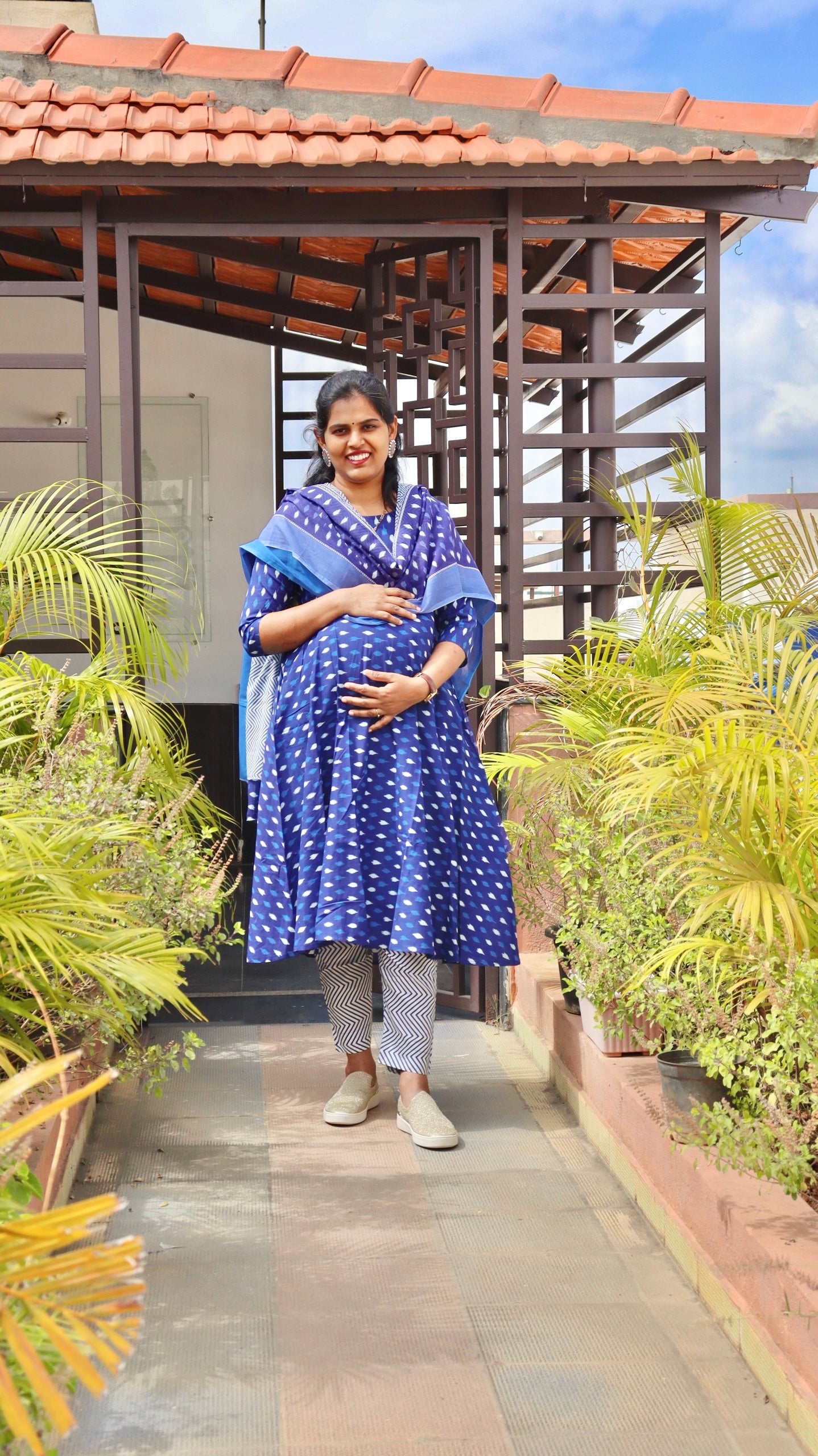 Bina - Ikkat print Cotton Maternity Set