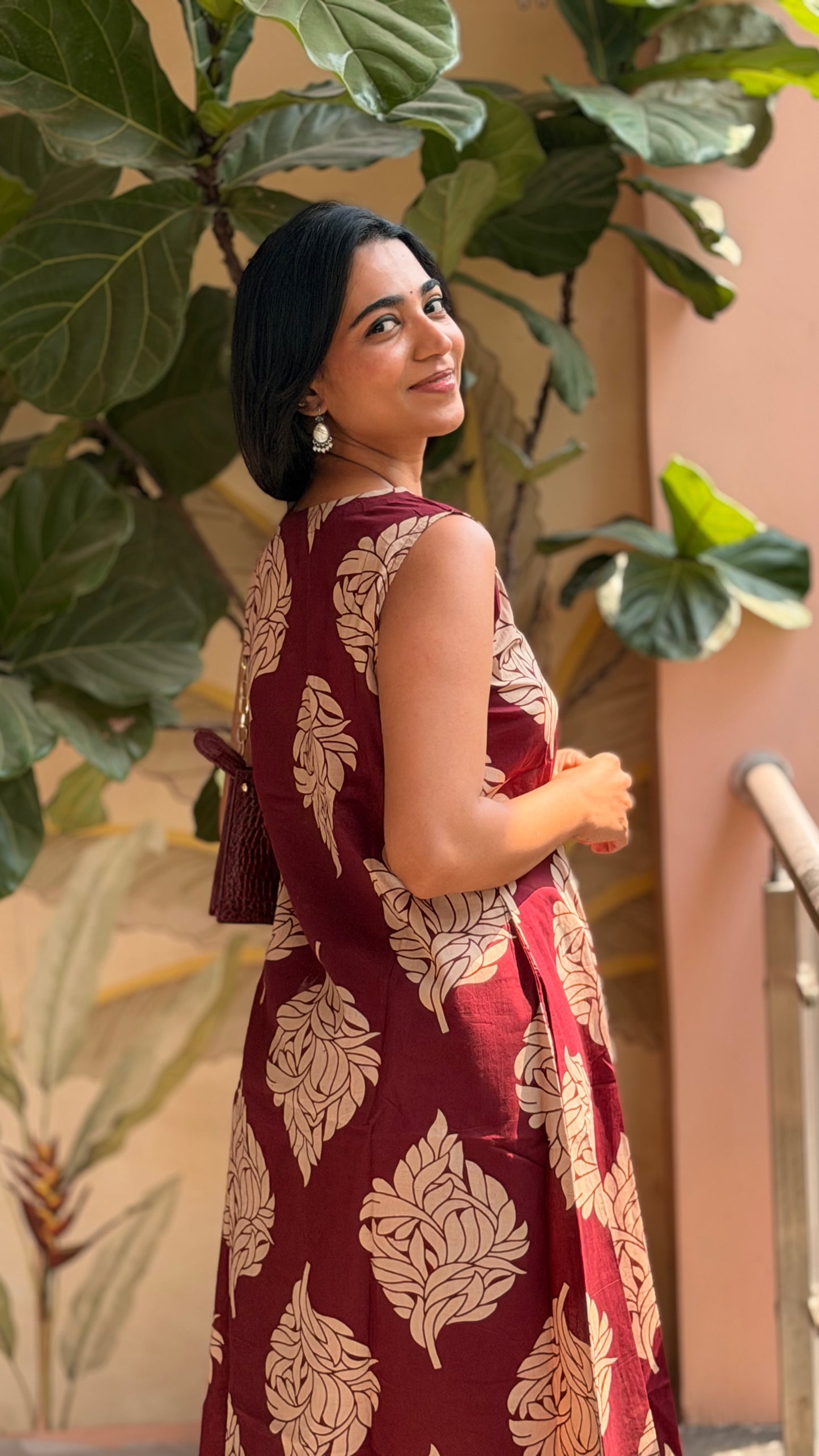 Swathi - Breezy Maroon Floral Cotton Coord