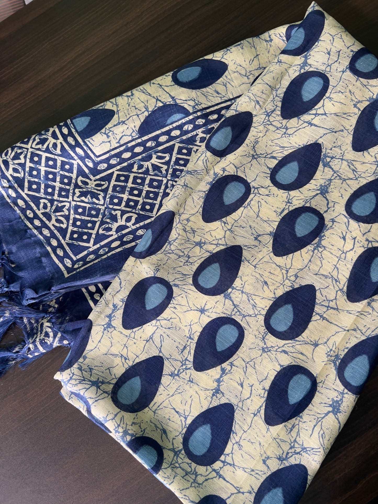 Kadhi silk Dupatta - Blue Peacock