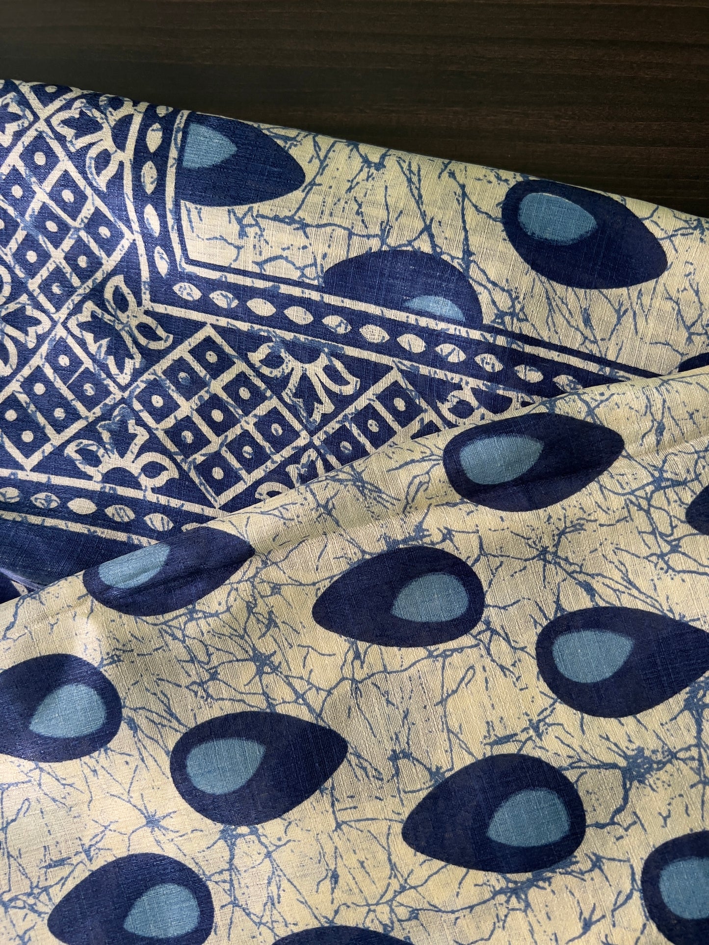Kadhi silk Dupatta - Blue Peacock