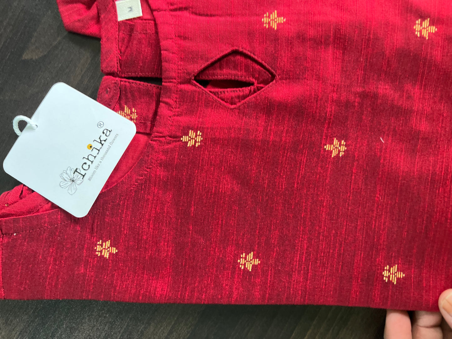Nandika - Cotton Silk Weave Kurta - Maroon