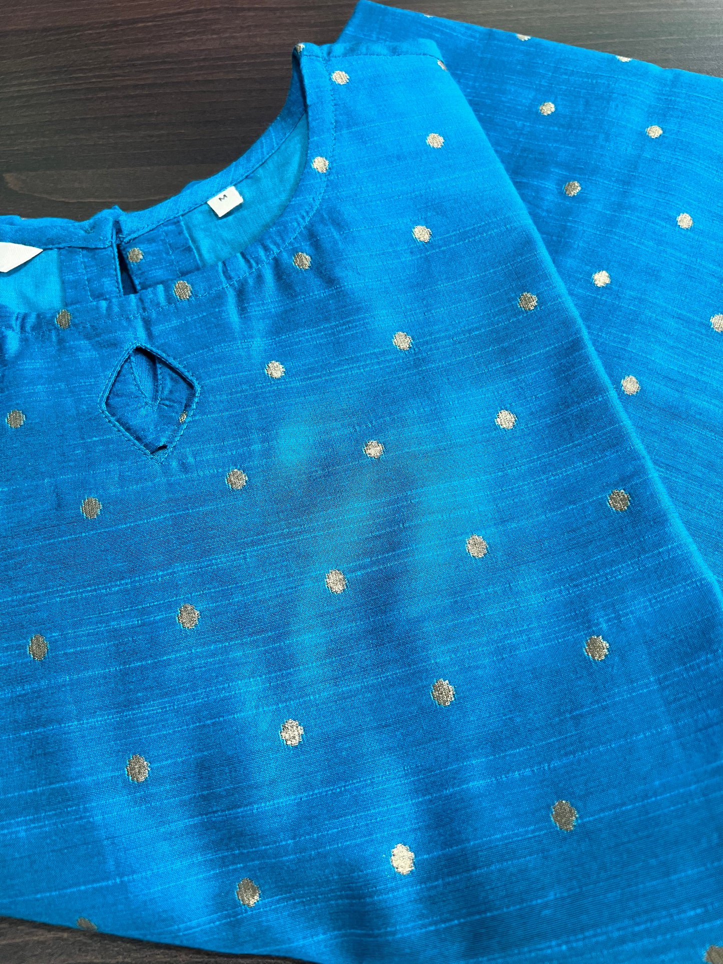Advika - Cotton Silk Weave Kurta - Blue
