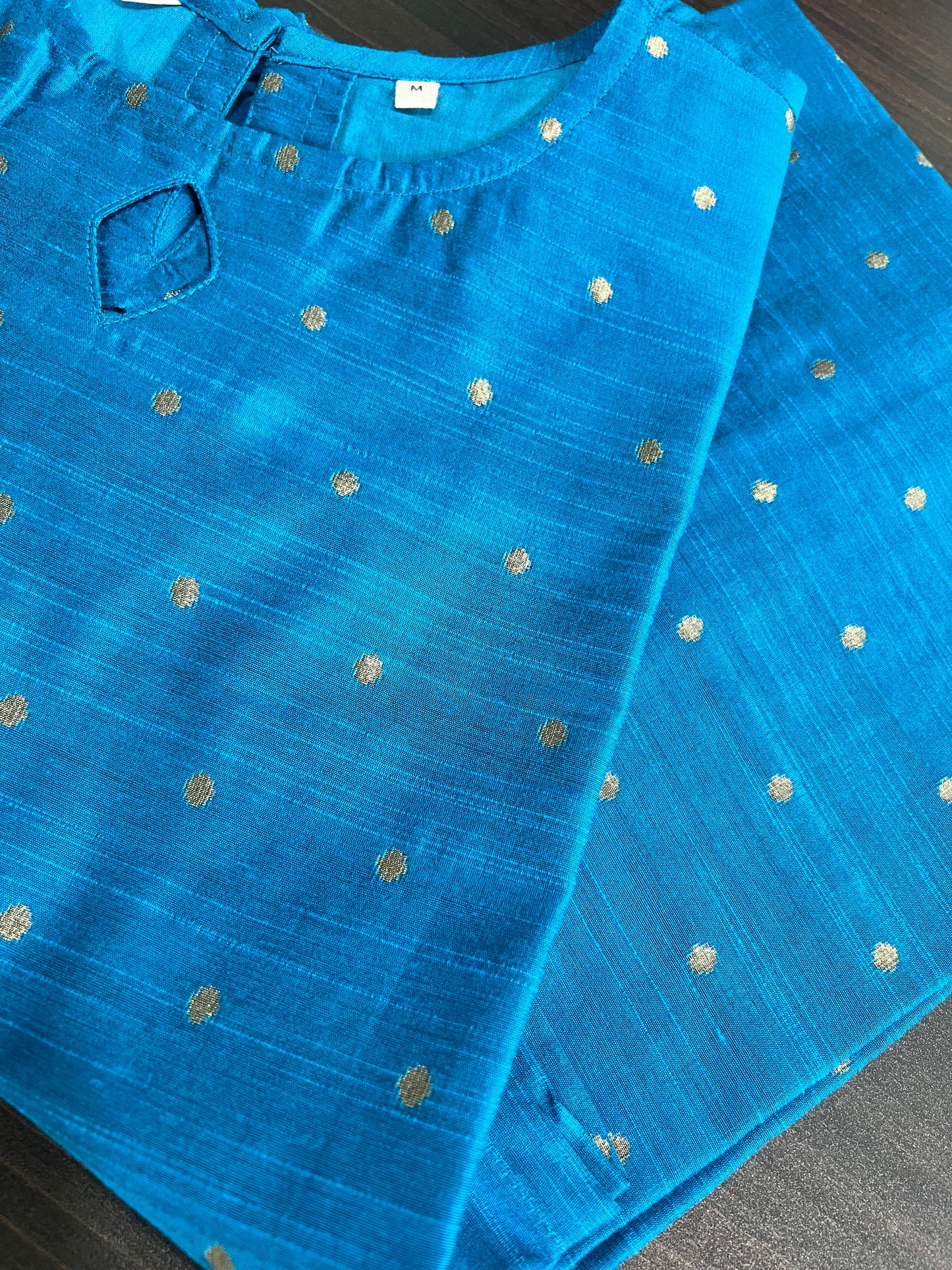Advika - Cotton Silk Weave Kurta - Blue