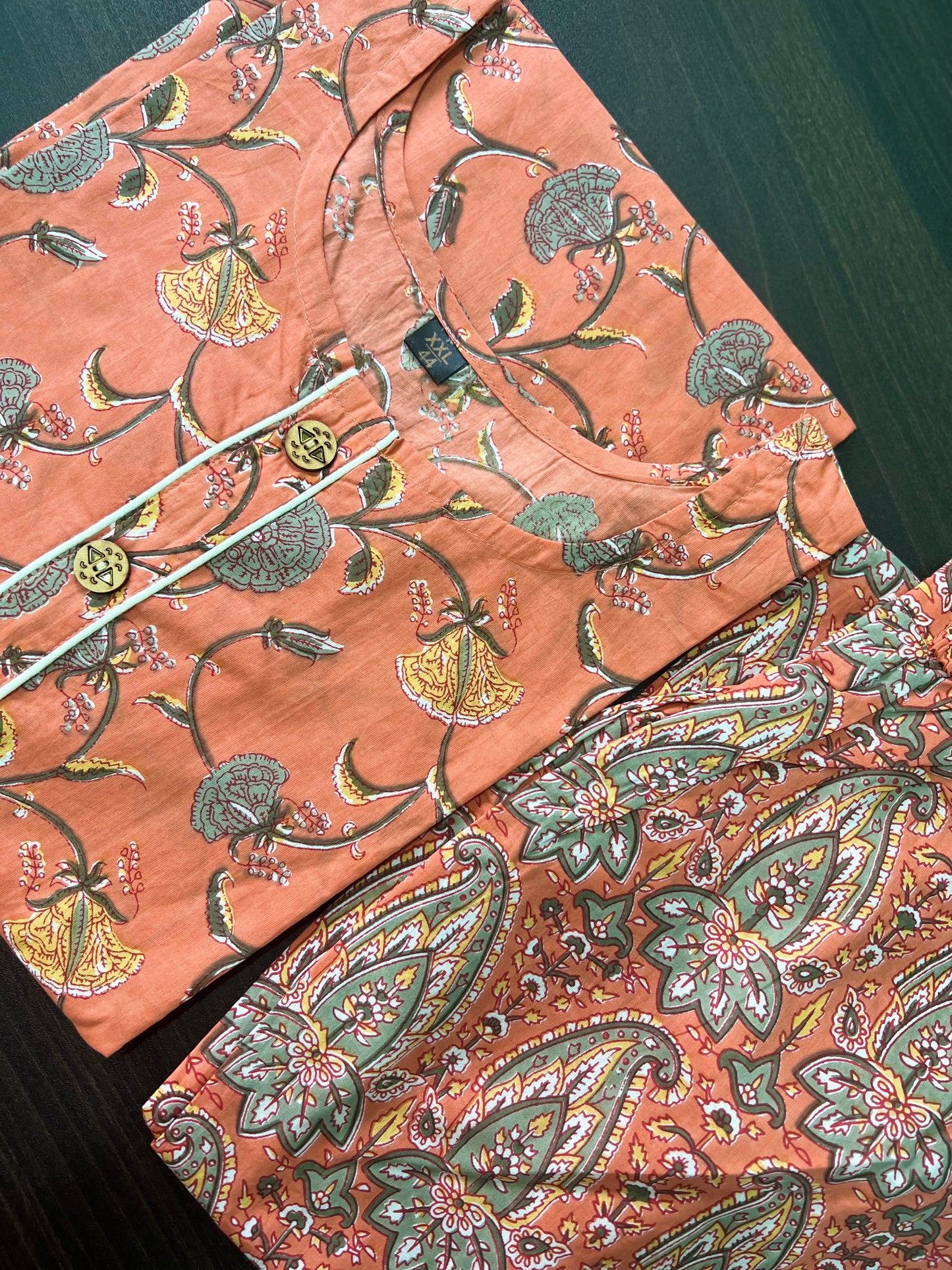 vistara - Orange block printed set