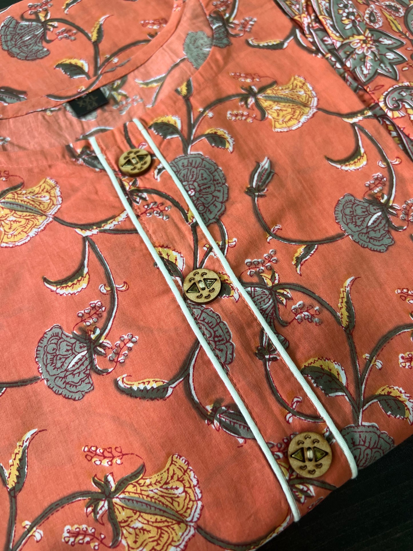 vistara - Orange block printed set