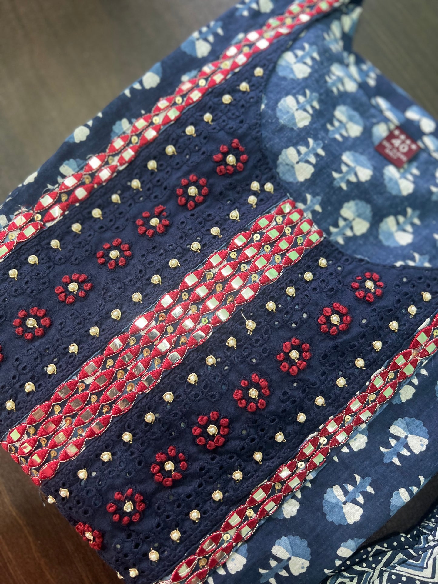 Aashritha - Navy Block Printed Suit