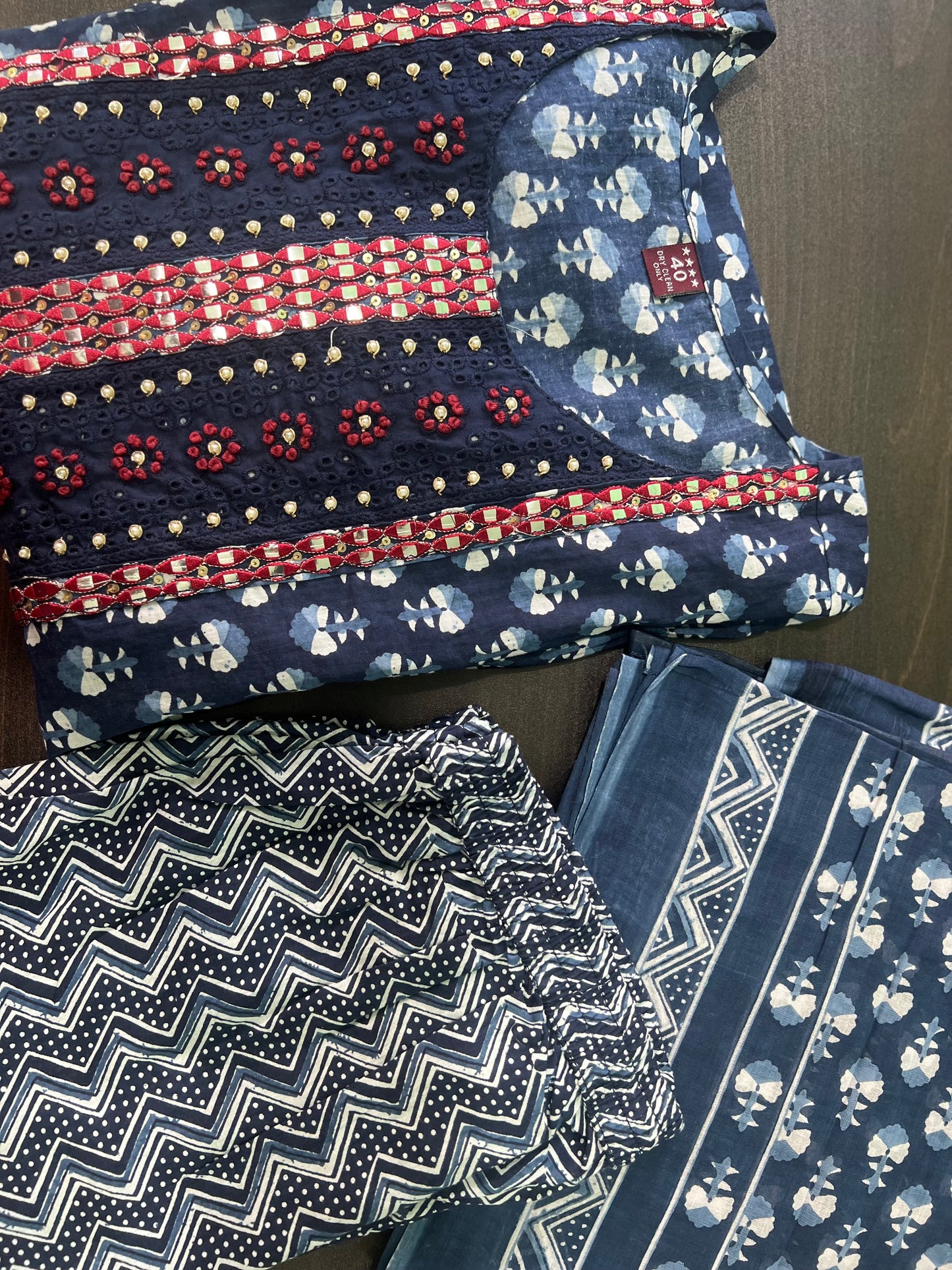 Aashritha - Navy Block Printed Suit