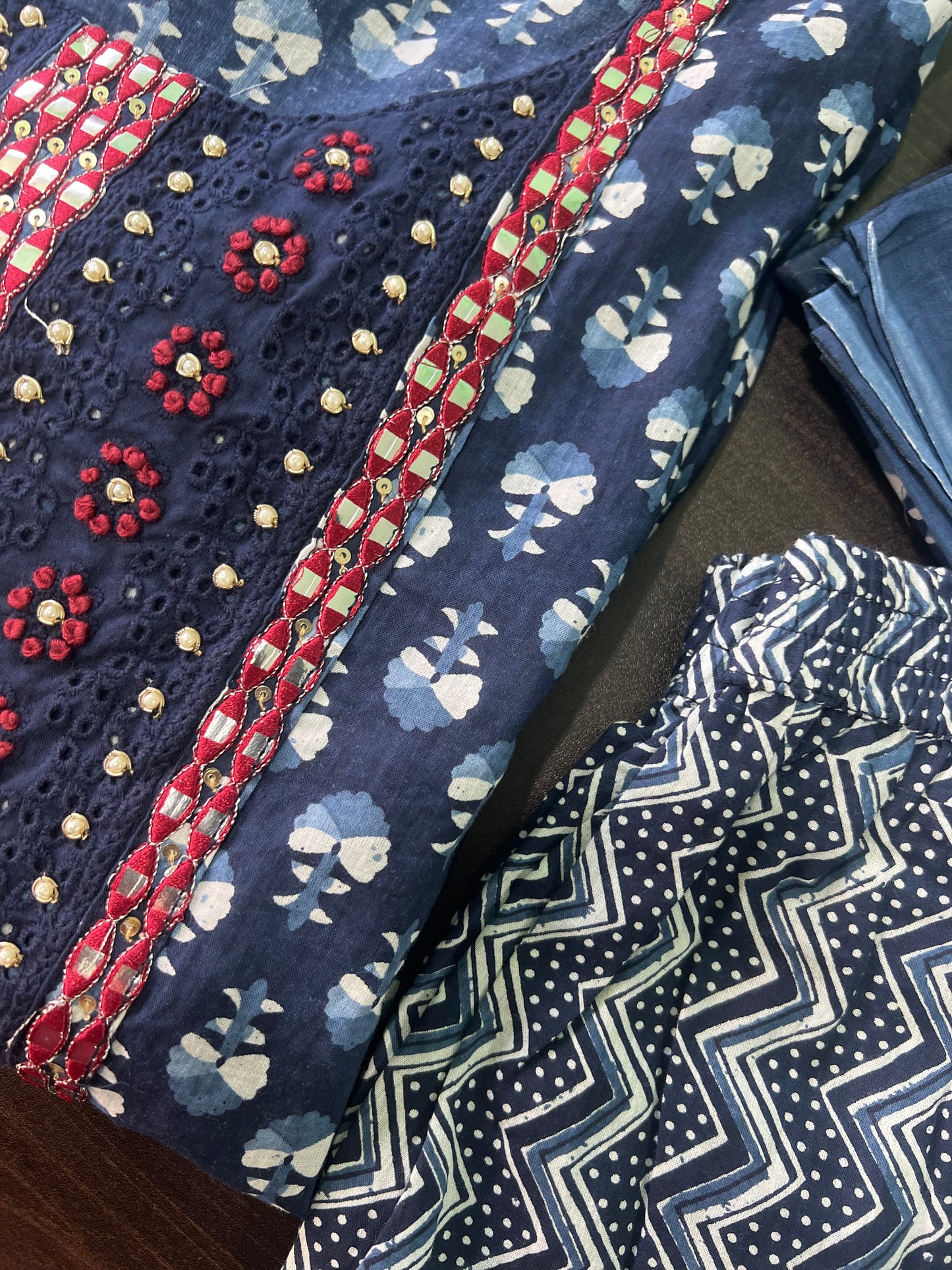 Aashritha - Navy Block Printed Suit
