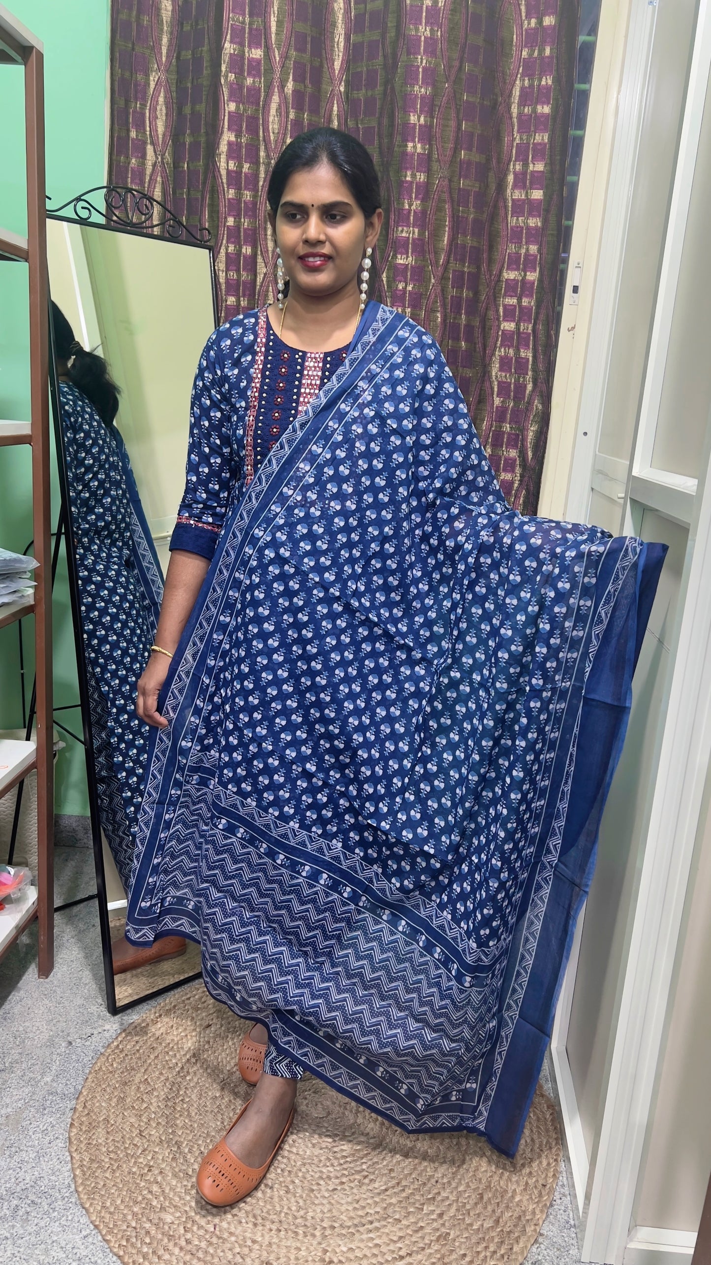 Aashritha - Navy Block Printed Suit