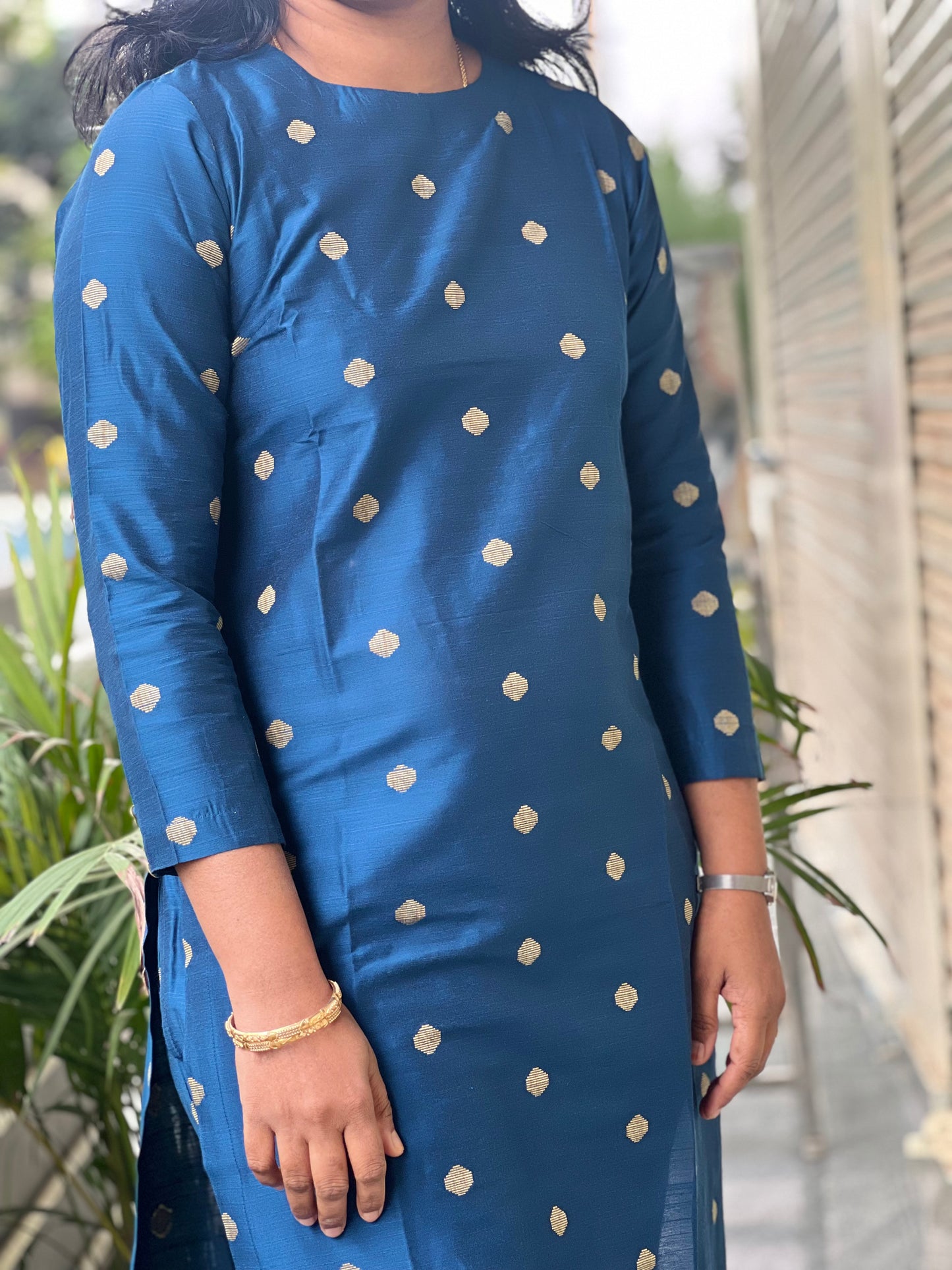 Dhrithi - Silk Cotton Coord Set - In Weaving fabric - Blue