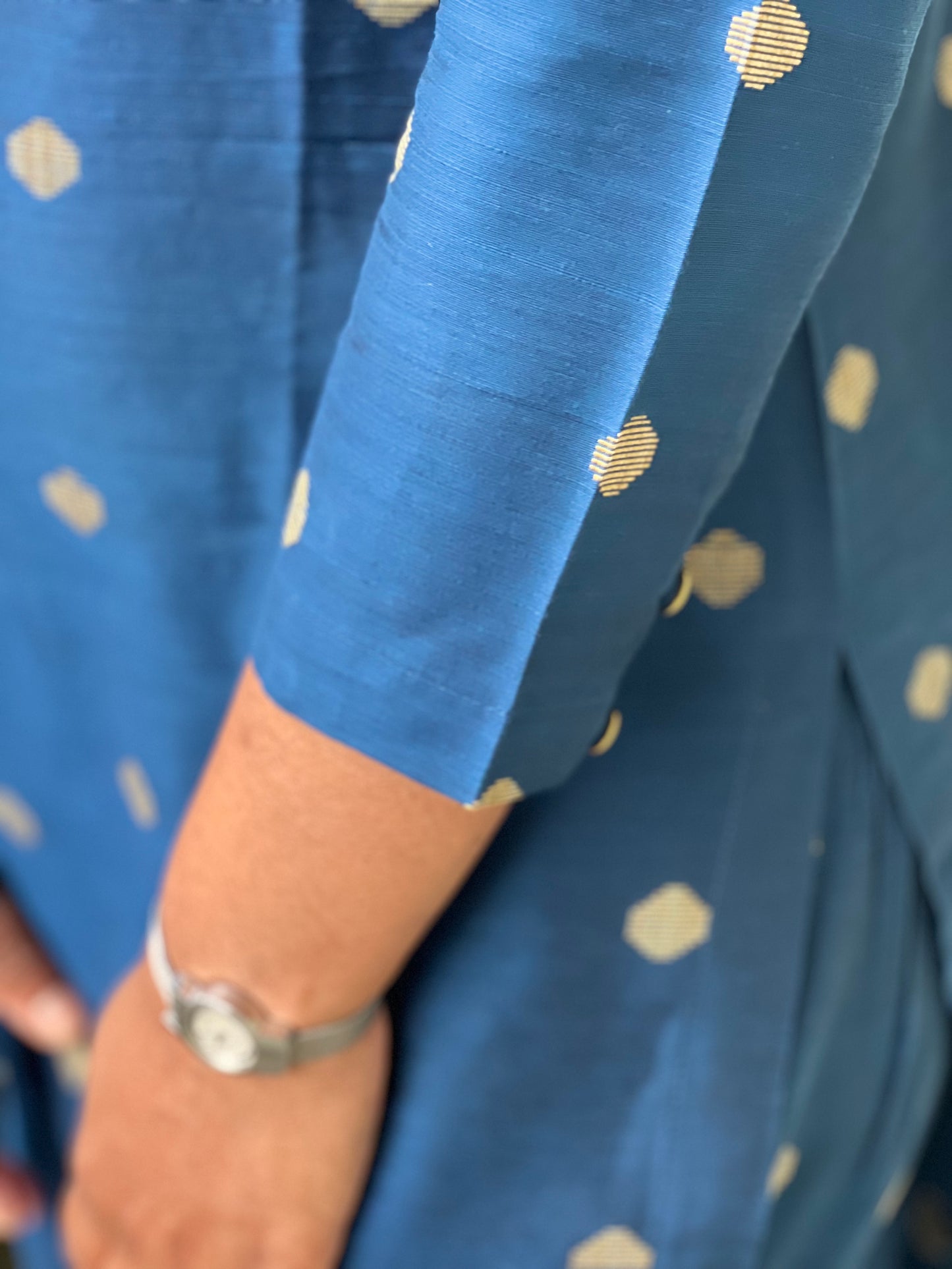 Dhrithi - Silk Cotton Coord Set - In Weaving fabric - Blue