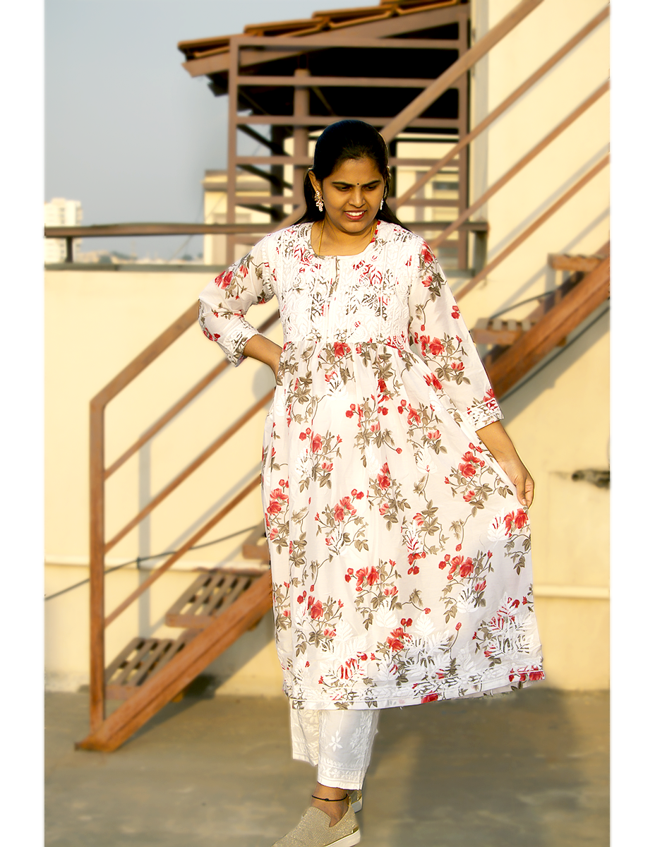 Chikankari kurti - White