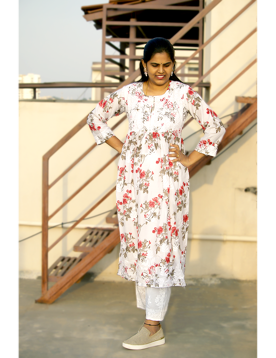 Chikankari kurti - White