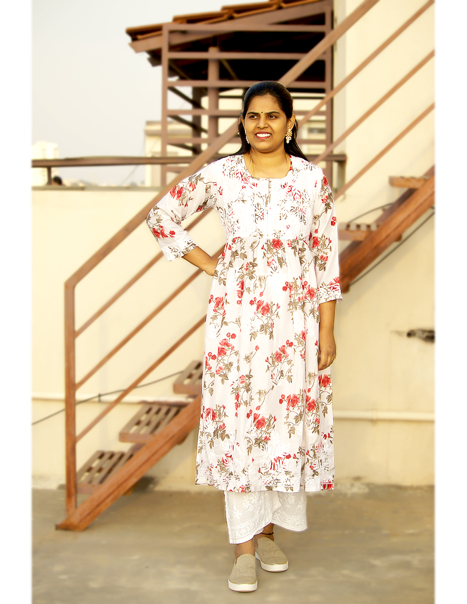 Chikankari kurti - White